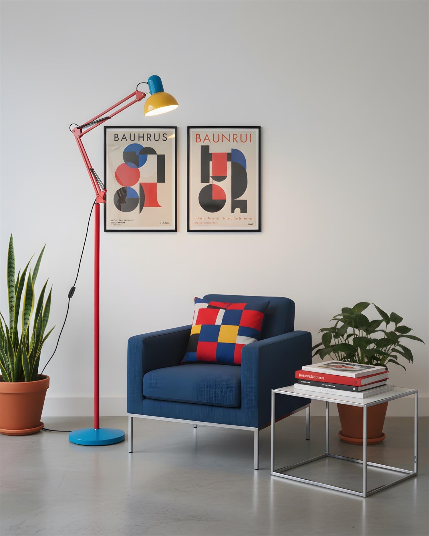 Floor Lamp Metal 74 in Adjustable Indoor Reading Light Blue Red Yellow Modern Home Office Lighting | Thomler