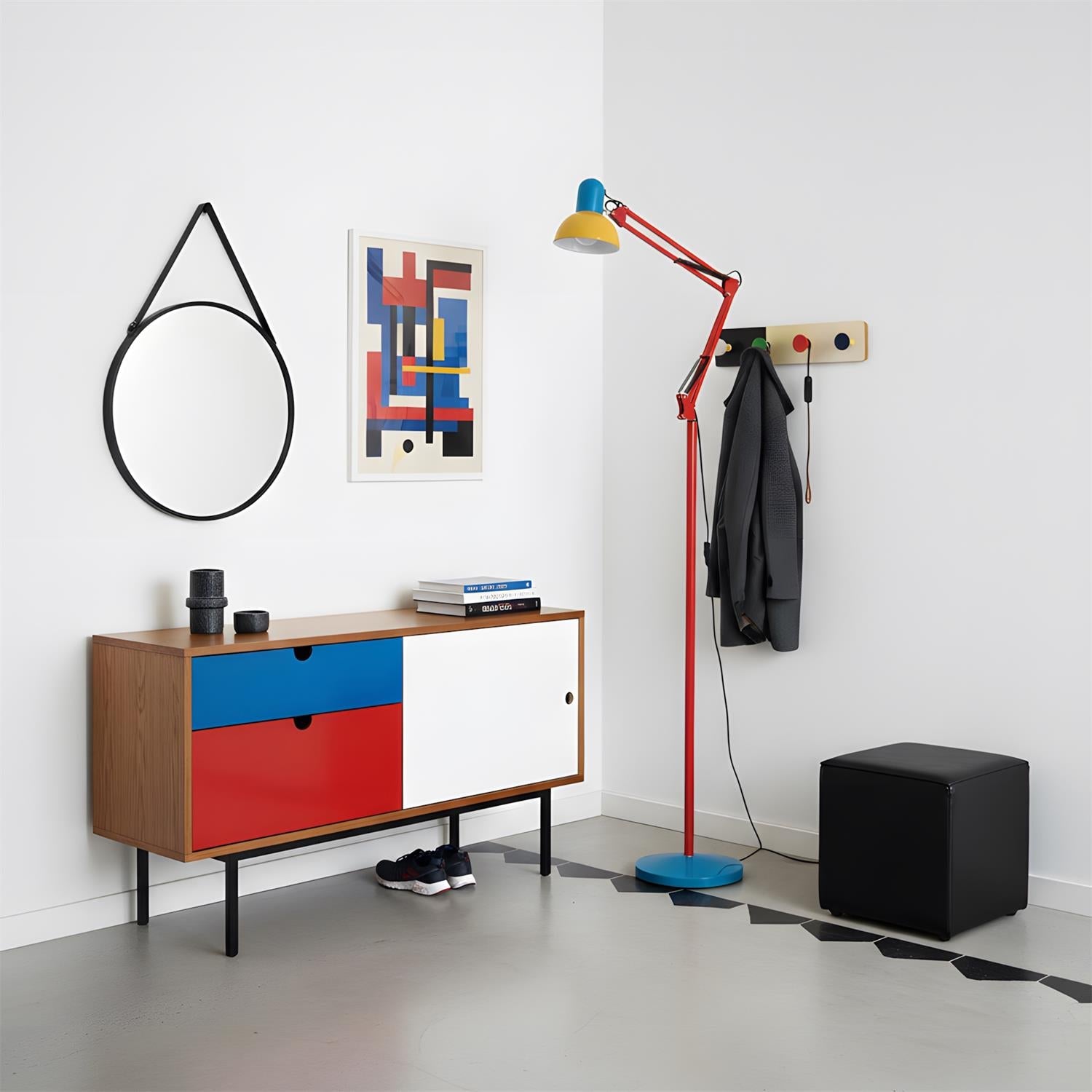 Floor Lamp Metal 74 in Adjustable Indoor Reading Light Blue Red Yellow Modern Home Office Lighting | Thomler