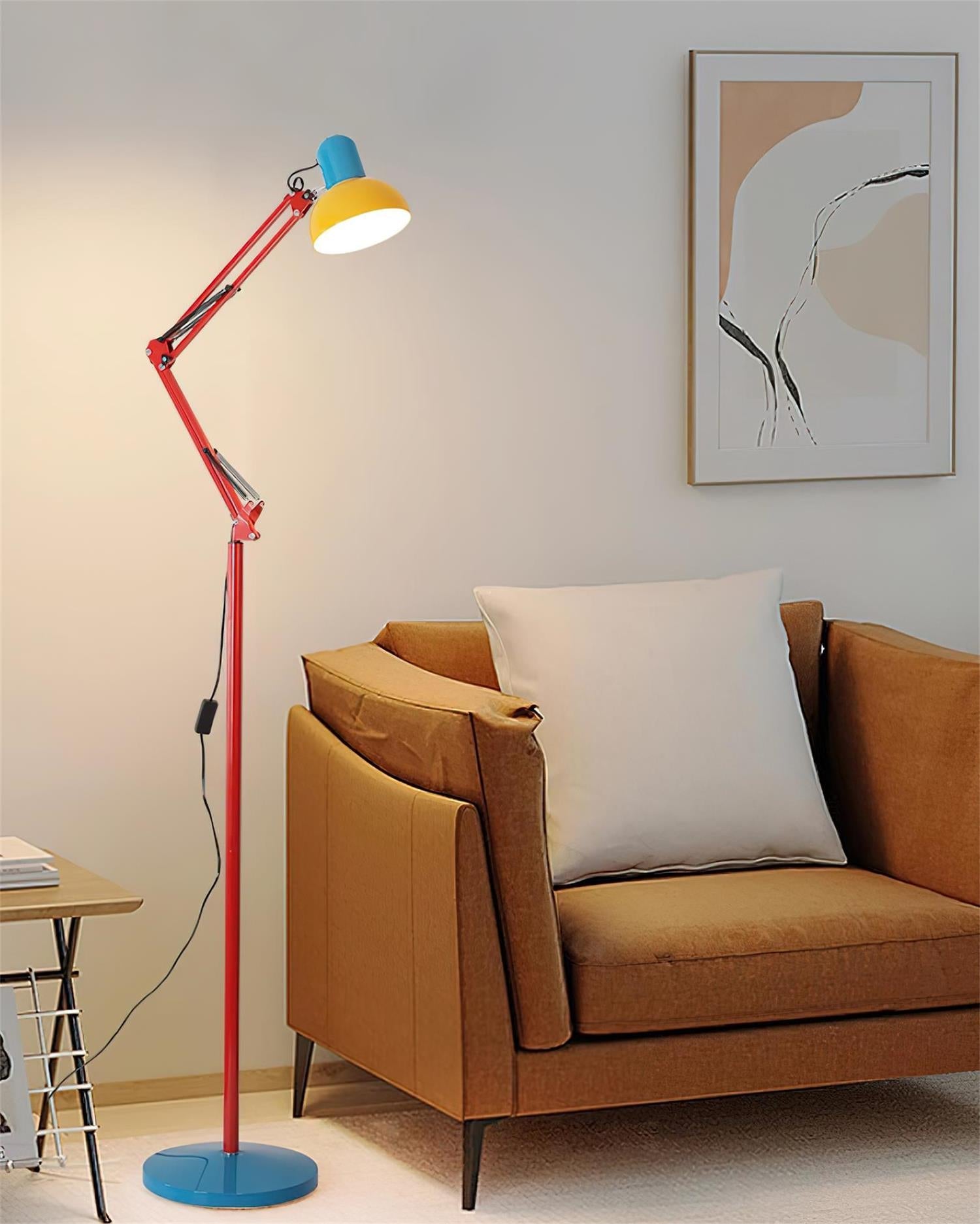 Floor Lamp Metal 74 in Adjustable Indoor Reading Light Blue Red Yellow Modern Home Office Lighting | Thomler
