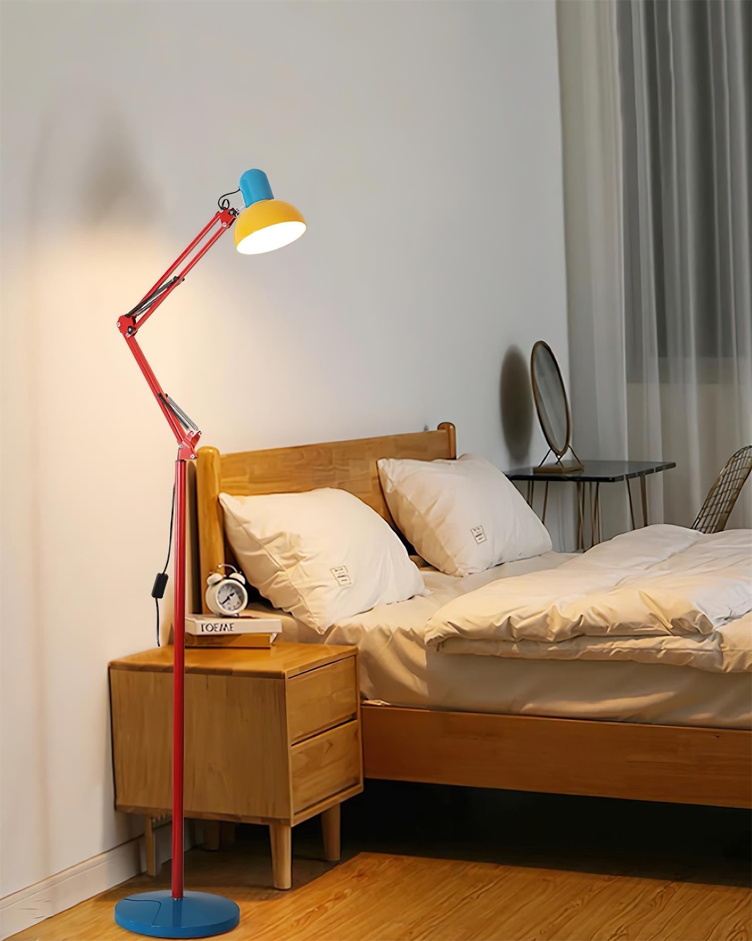 Floor Lamp Metal 74 in Adjustable Indoor Reading Light Blue Red Yellow Modern Home Office Lighting | Thomler