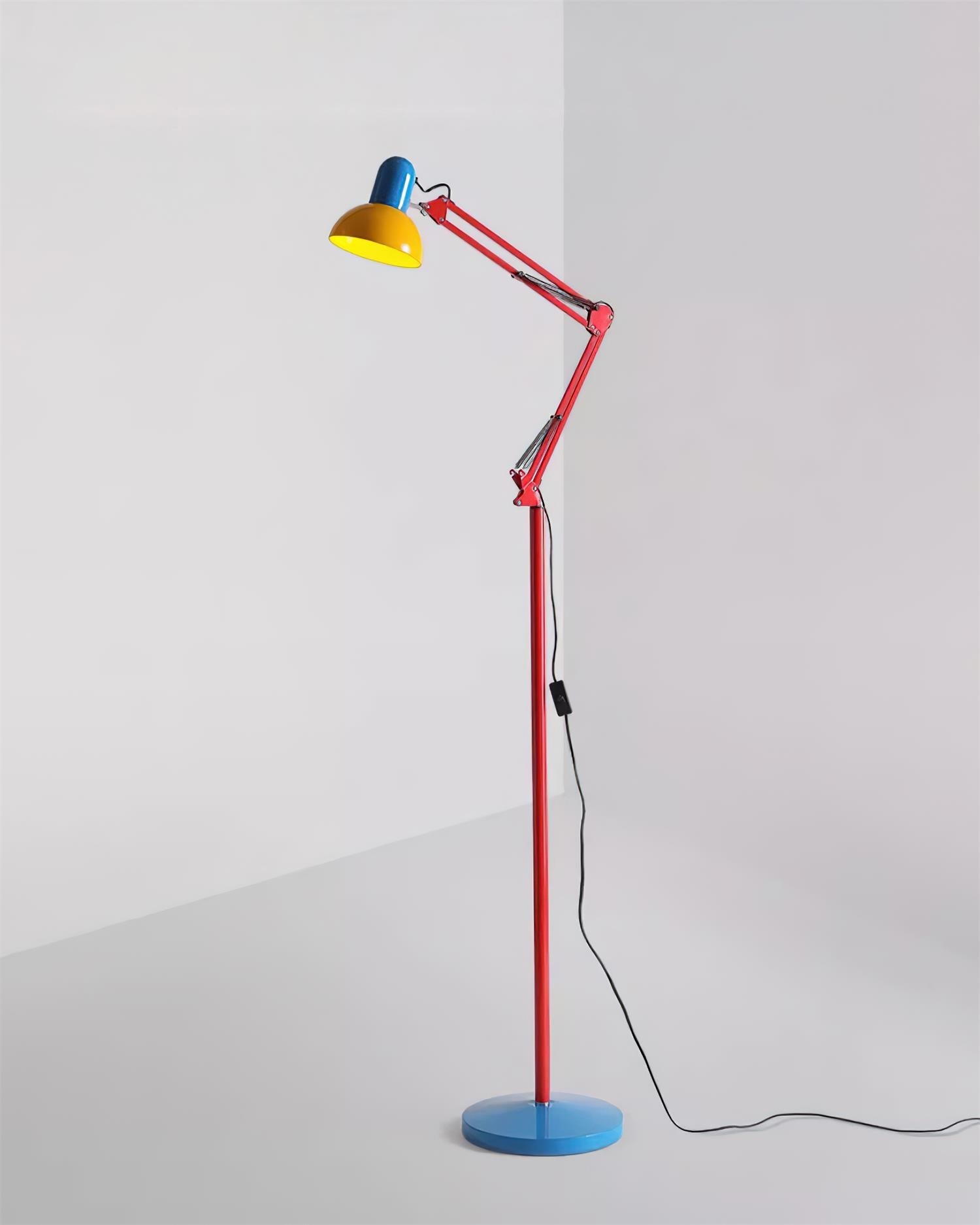 Floor Lamp Metal 74 in Adjustable Indoor Reading Light Blue Red Yellow Modern Home Office Lighting | Thomler