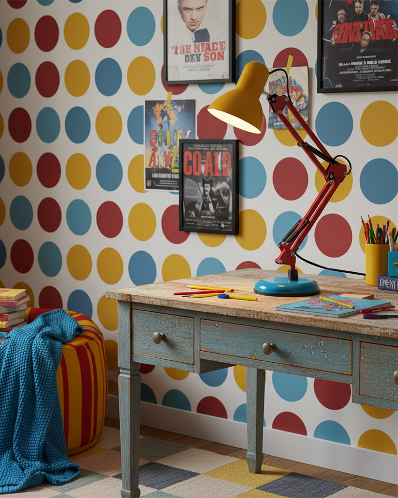 Table Lamp Metal 21.6 in Adjustable Blue Red Yellow Desk Lighting Indoor Use | Thomler