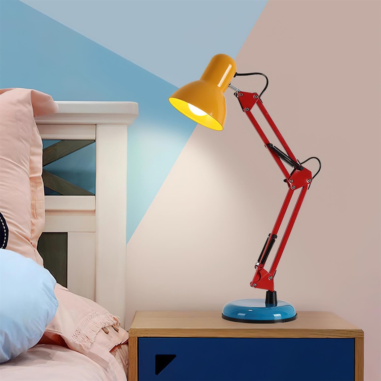 Table Lamp Metal 21.6 in Adjustable Blue Red Yellow Desk Lighting Indoor Use | Thomler