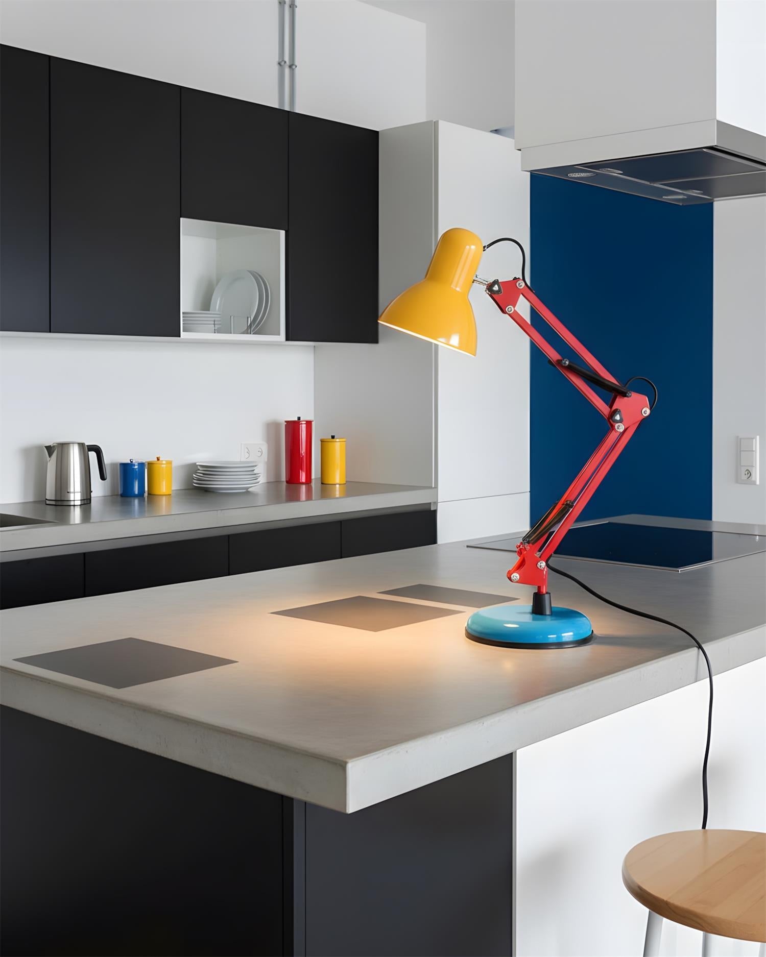 Table Lamp Metal 21.6 in Adjustable Blue Red Yellow Desk Lighting Indoor Use | Thomler