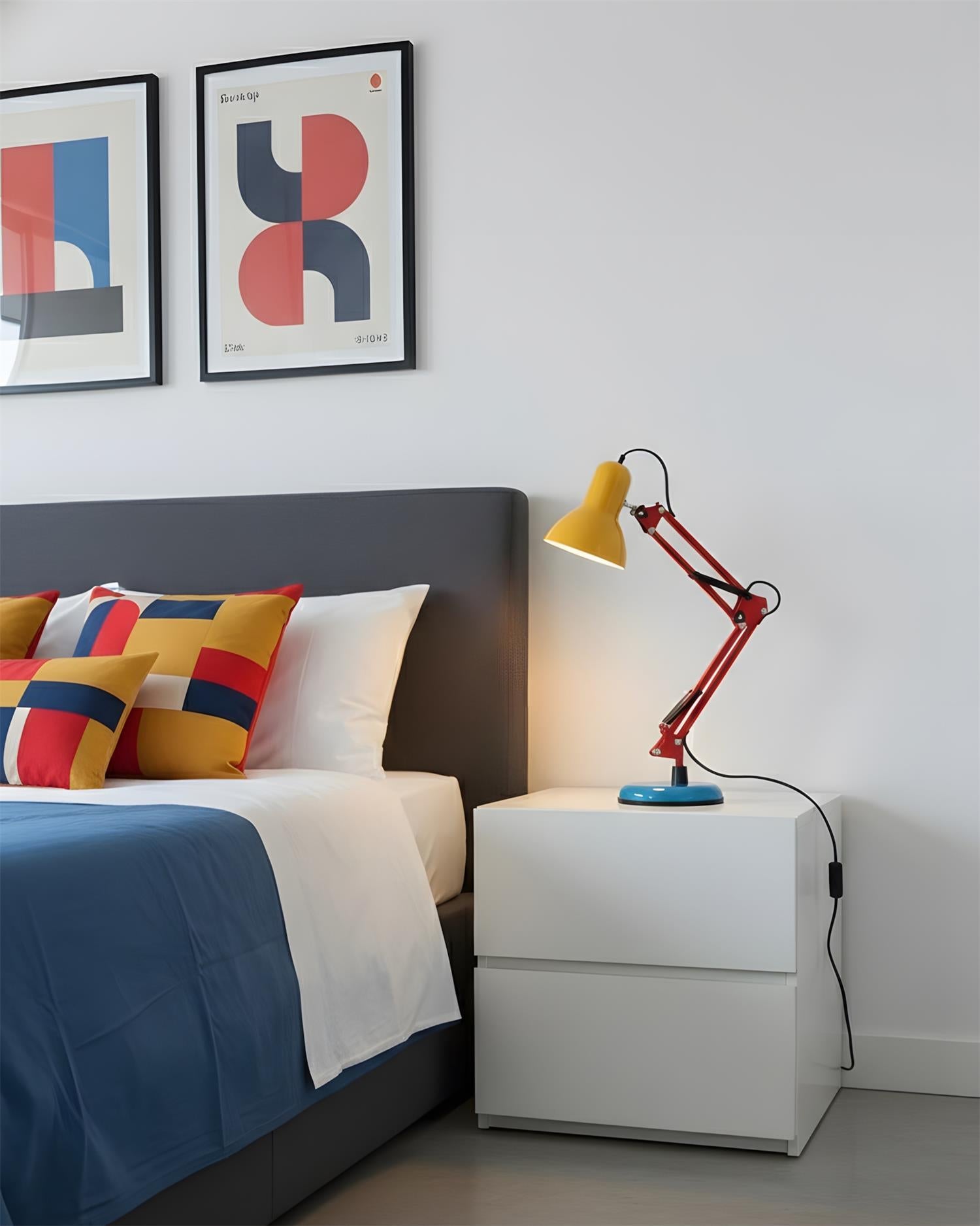 Table Lamp Metal 21.6 in Adjustable Blue Red Yellow Desk Lighting Indoor Use | Thomler
