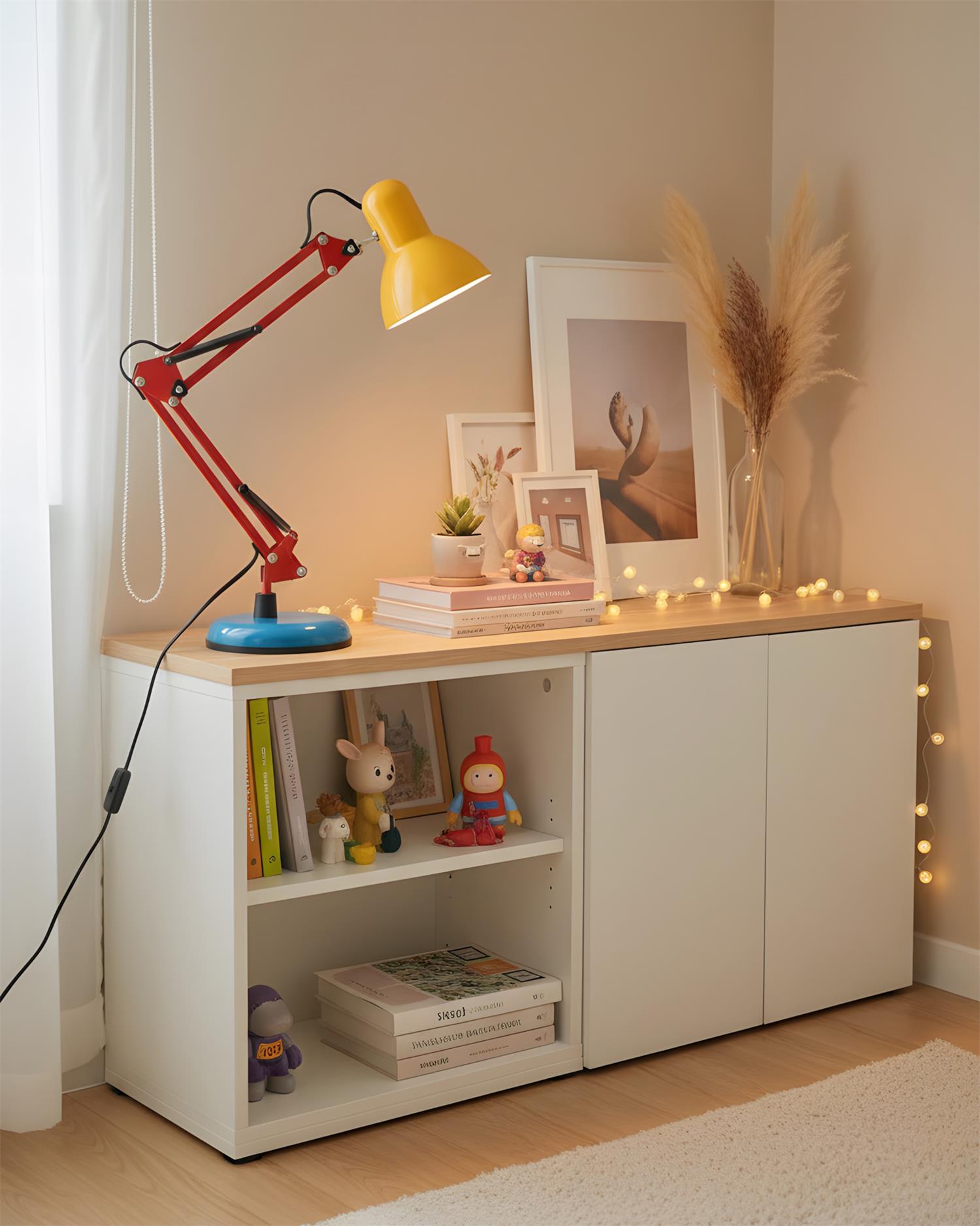Table Lamp Metal 21.6 in Adjustable Blue Red Yellow Desk Lighting Indoor Use | Thomler