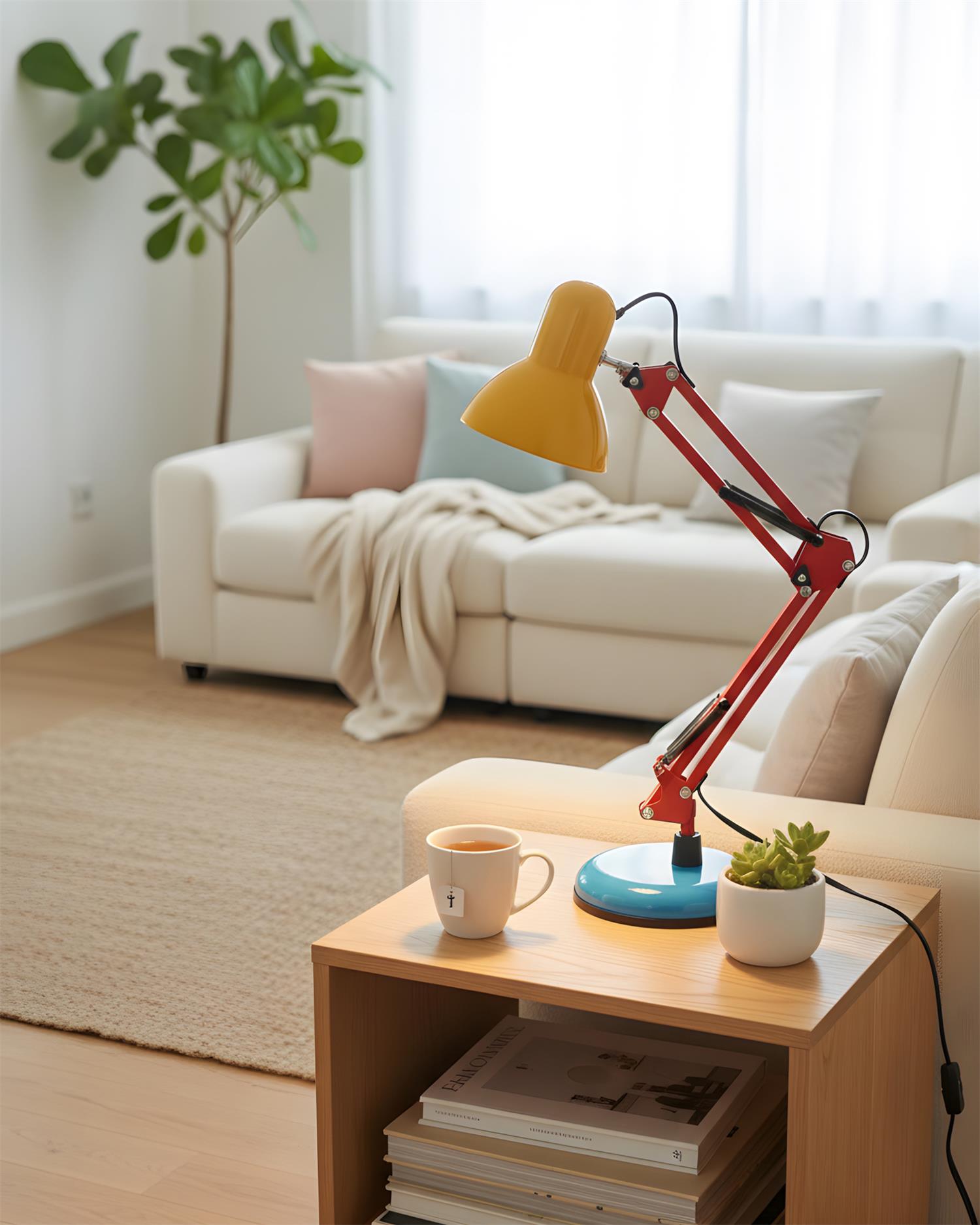 Table Lamp Metal 21.6 in Adjustable Blue Red Yellow Desk Lighting Indoor Use | Thomler