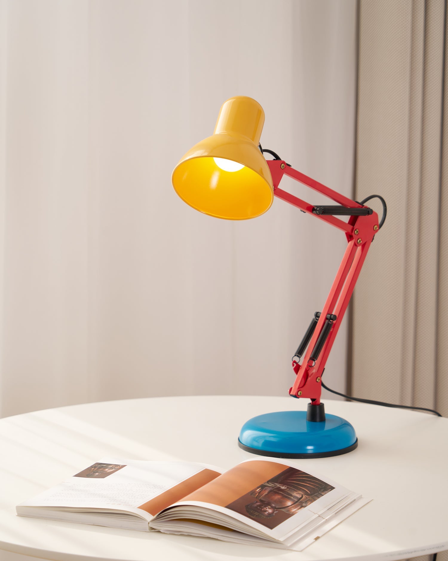 Table Lamp Metal 21.6 in Adjustable Blue Red Yellow Desk Lighting Indoor Use | Thomler