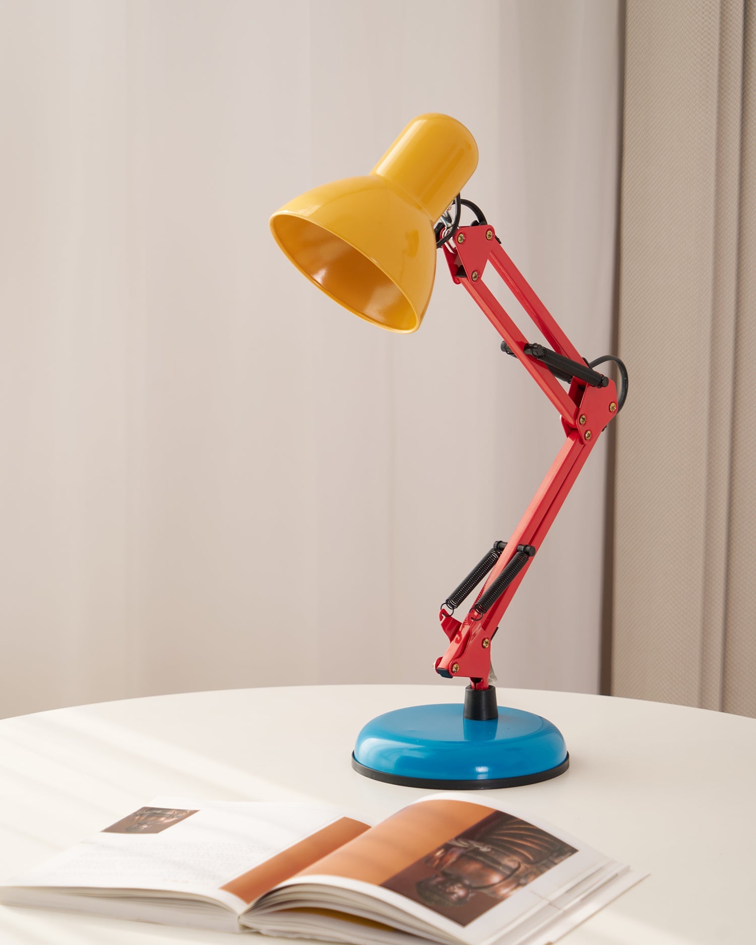 Table Lamp Metal 21.6 in Adjustable Blue Red Yellow Desk Lighting Indoor Use | Thomler