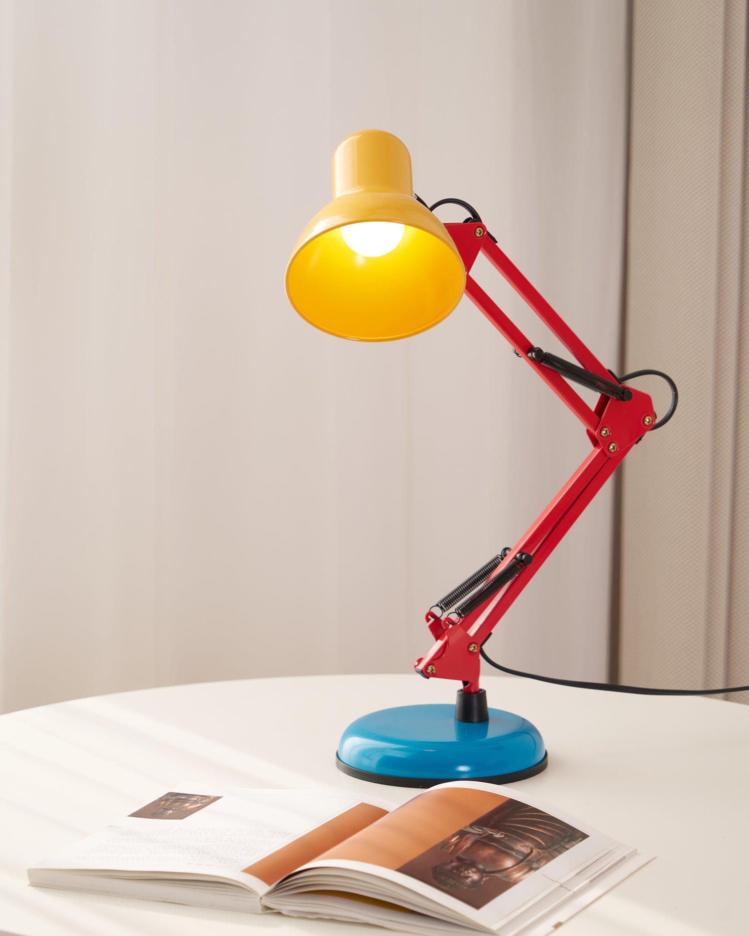 Table Lamp Metal 21.6 in Adjustable Blue Red Yellow Desk Lighting Indoor Use | Thomler