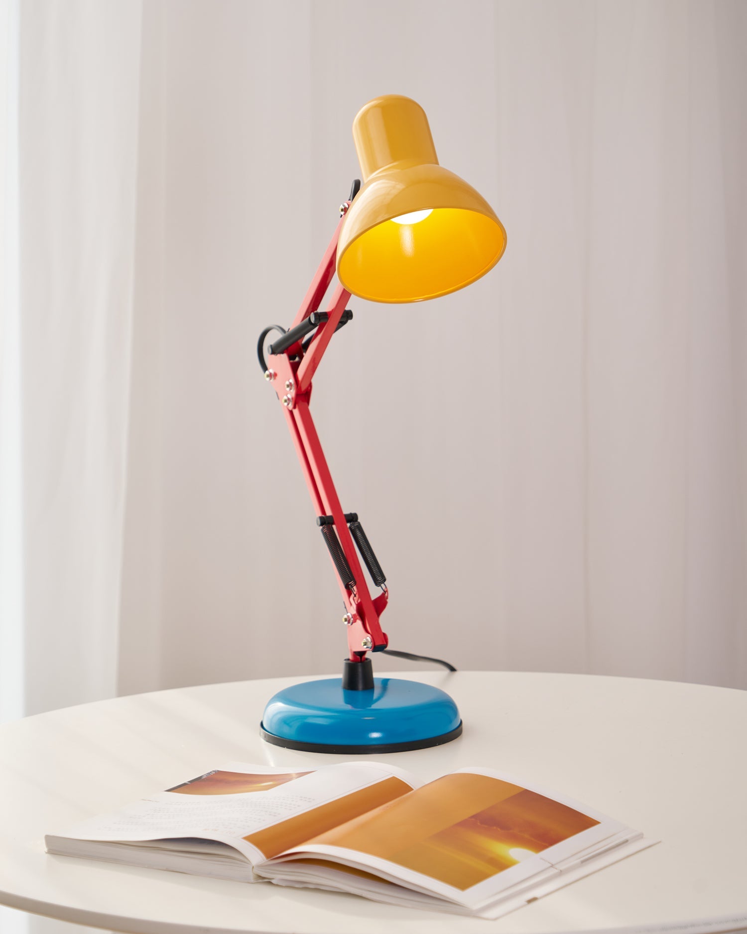 Table Lamp Metal 21.6 in Adjustable Blue Red Yellow Desk Lighting Indoor Use | Thomler