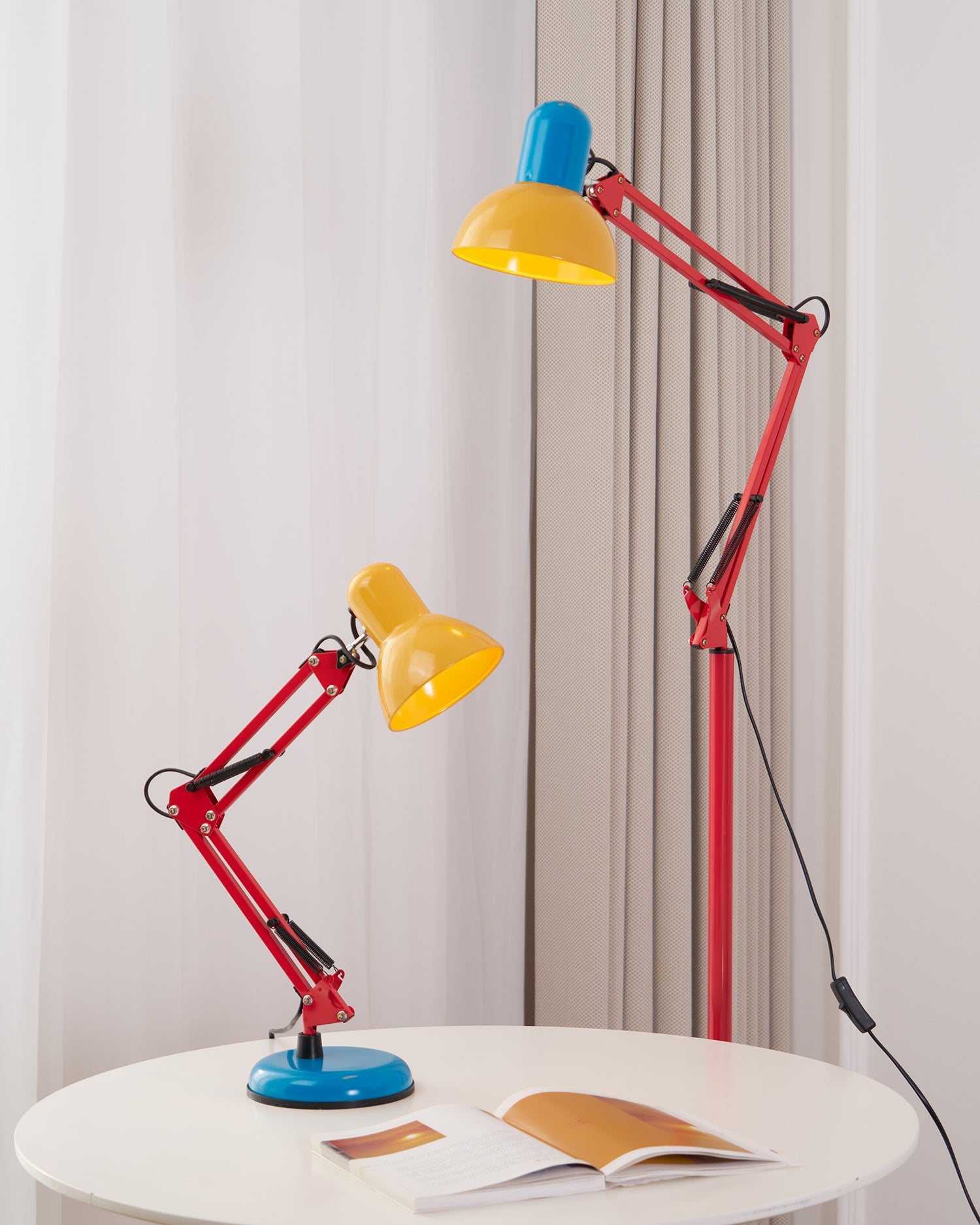 Table Lamp Metal 21.6 in Adjustable Blue Red Yellow Desk Lighting Indoor Use | Thomler