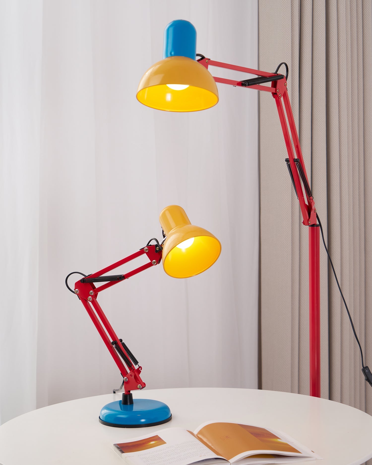 Table Lamp Metal 21.6 in Adjustable Blue Red Yellow Desk Lighting Indoor Use | Thomler