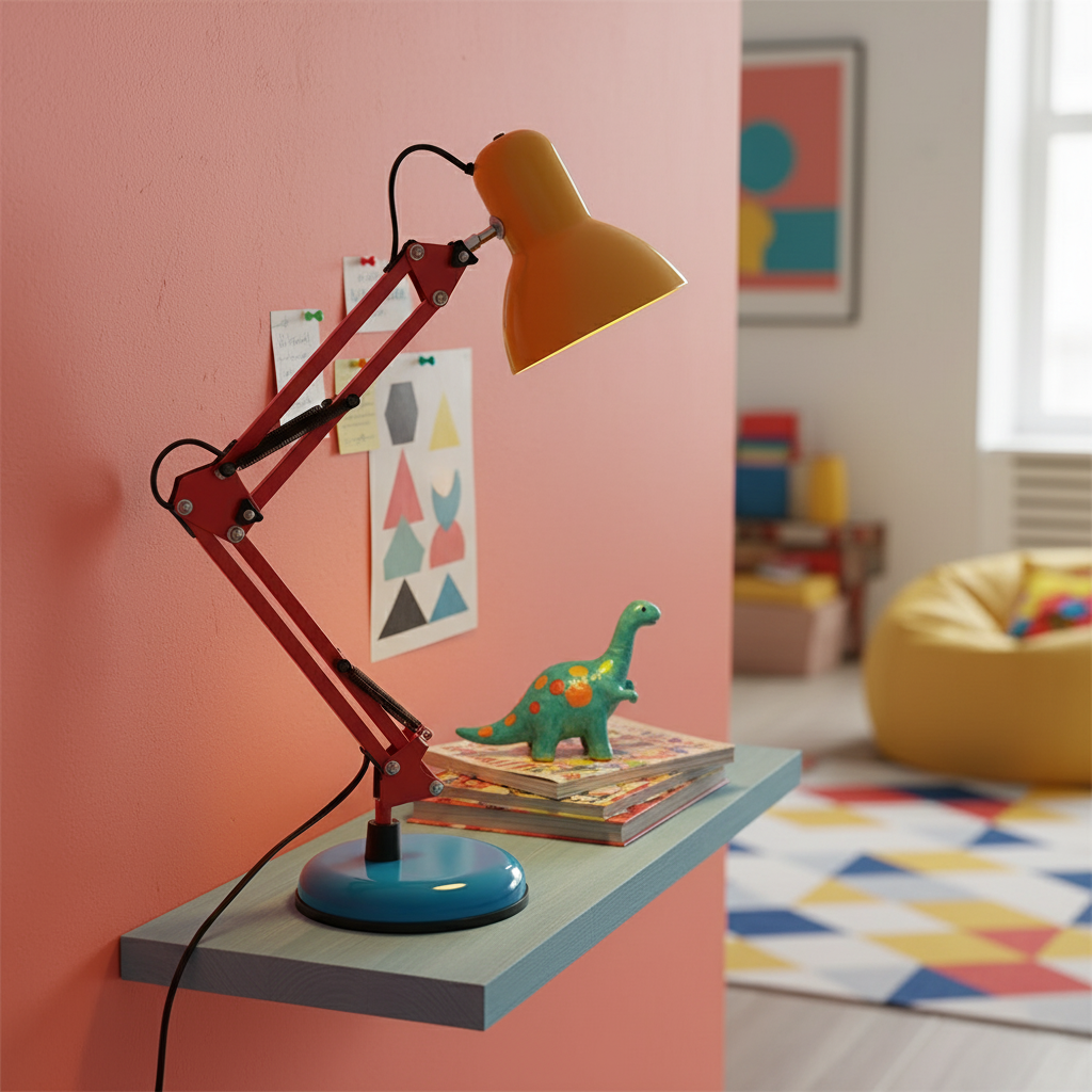 Table Lamp Metal 21.6 in Adjustable Blue Red Yellow Desk Lighting Indoor Use | Thomler
