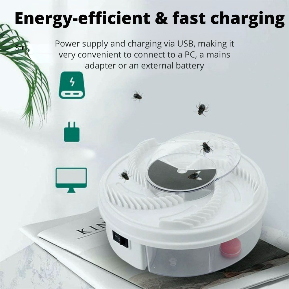 Automatic Fly Trap Catcher with Rotating Mechanism for Indoor & Outdoor Use Chemical-Free Pest Control Device for Kitchen Patio Camping | Thomler