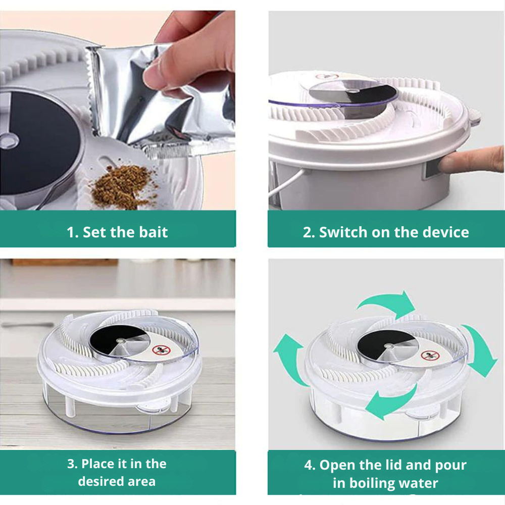 Automatic Fly Trap Catcher with Rotating Mechanism for Indoor & Outdoor Use Chemical-Free Pest Control Device for Kitchen Patio Camping | Thomler