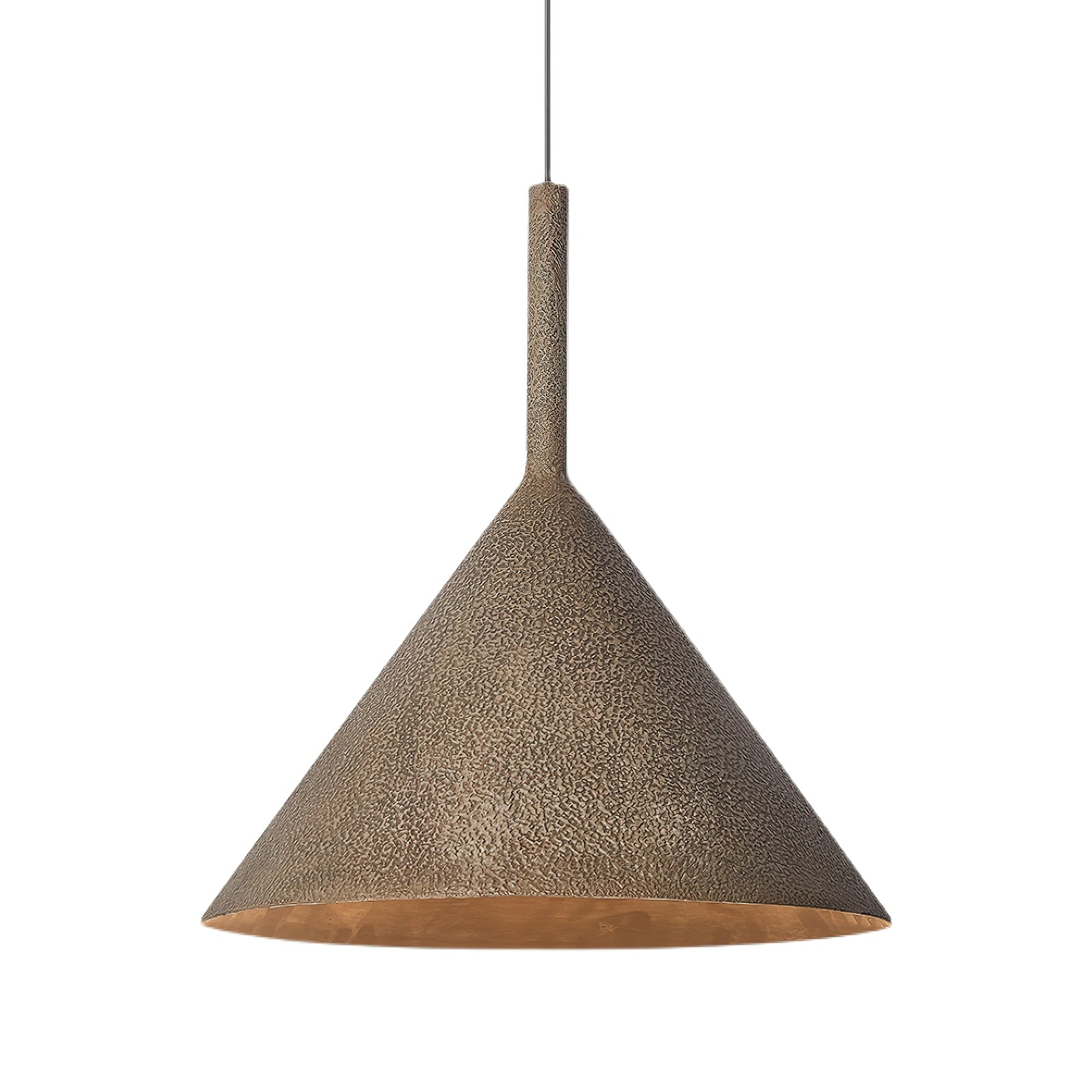 Iron Ceiling Fixture Hammered Texture Adjustable Height 18×19 in Overhead Dining Kitchen Island Entryway Aged Bronze Cone Shade | Thomler