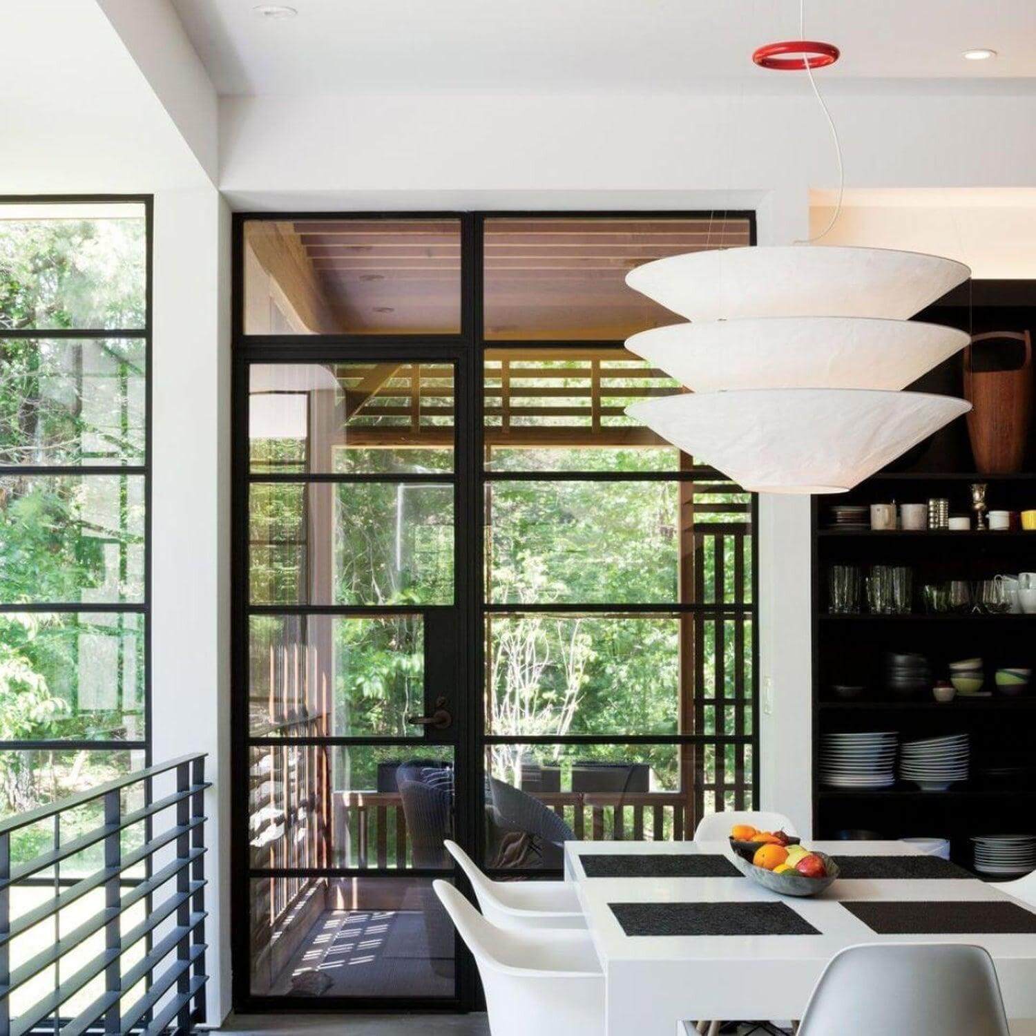 Pendant Light Metal Dupont Paper Ring 29.5 in Red Dining Room Kitchen Island Modern Hanging Ceiling Fixture | Thomler