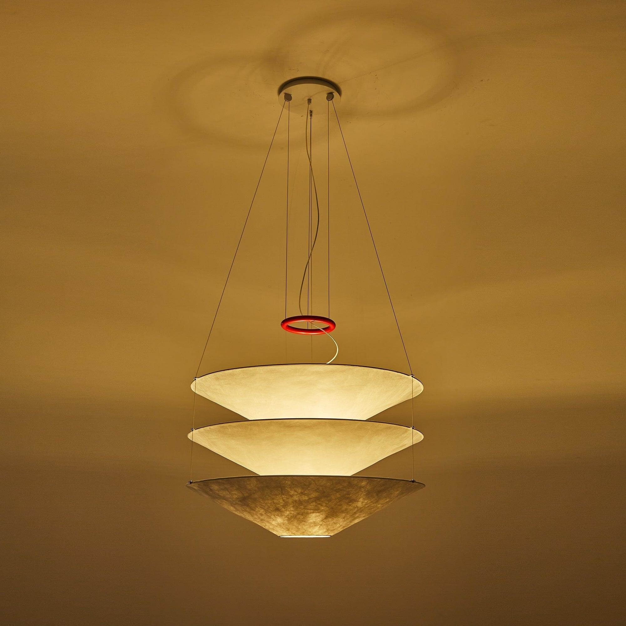 Pendant Light Metal Dupont Paper Ring 29.5 in Red Dining Room Kitchen Island Modern Hanging Ceiling Fixture | Thomler