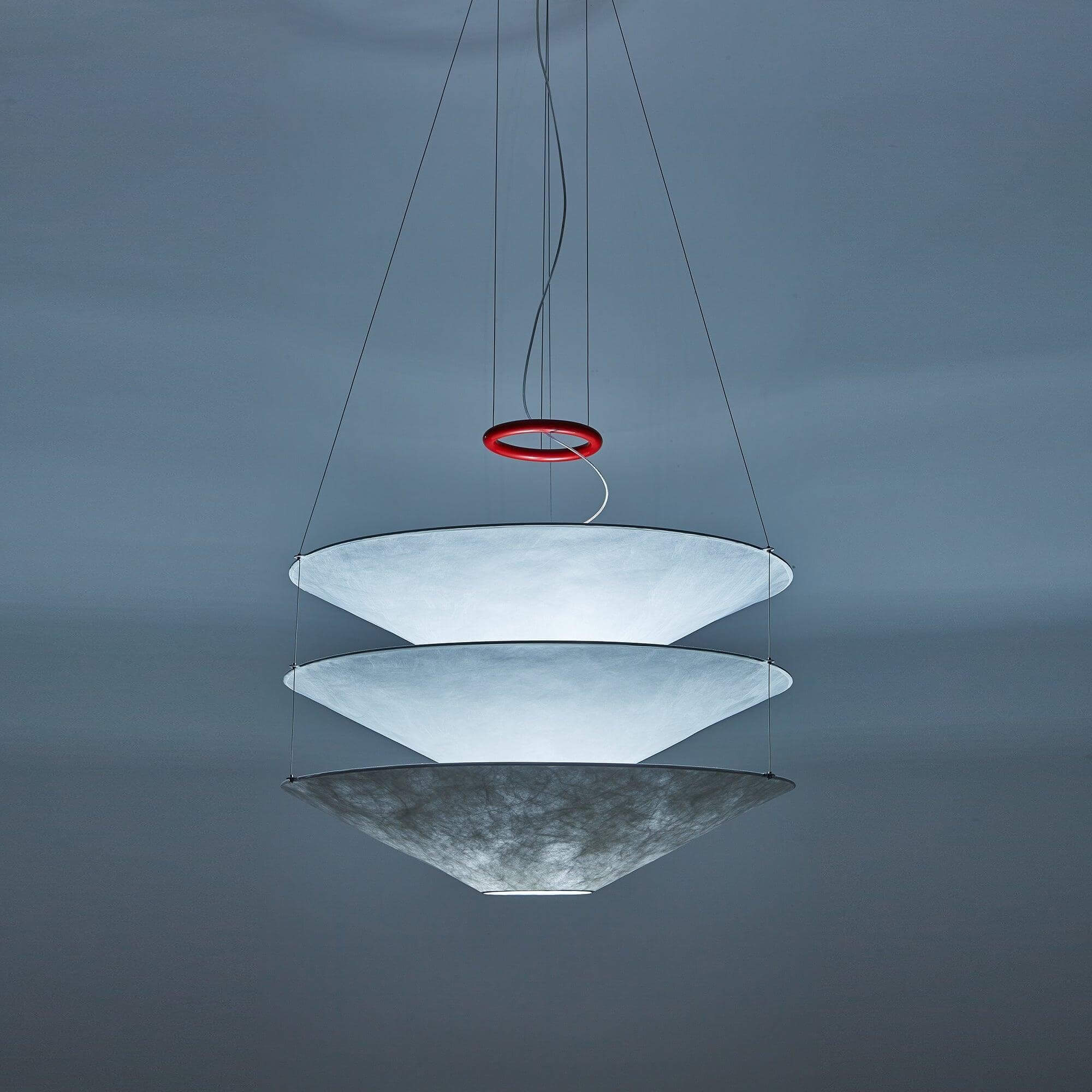 Pendant Light Metal Dupont Paper Ring 29.5 in Red Dining Room Kitchen Island Modern Hanging Ceiling Fixture | Thomler