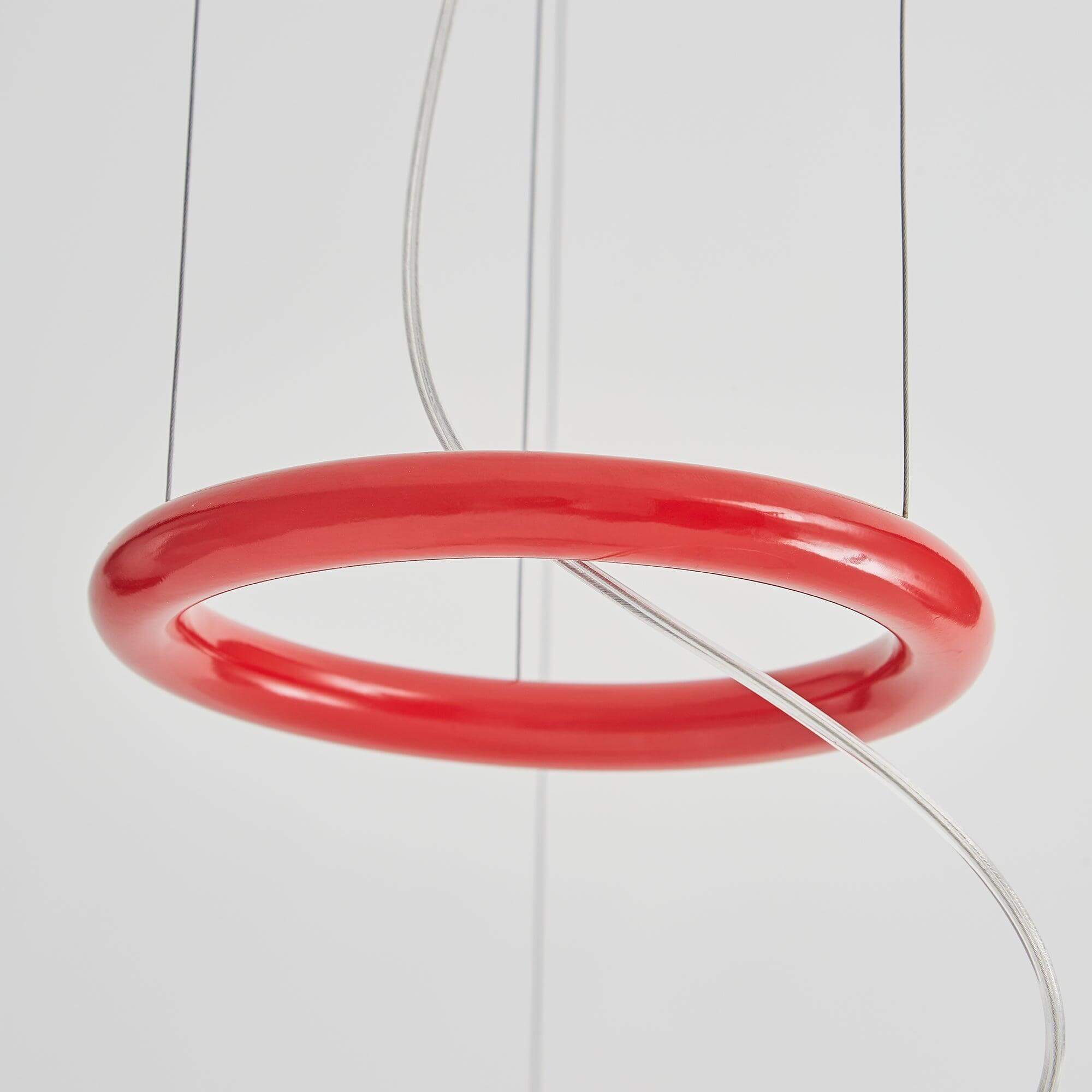 Pendant Light Metal Dupont Paper Ring 29.5 in Red Dining Room Kitchen Island Modern Hanging Ceiling Fixture | Thomler