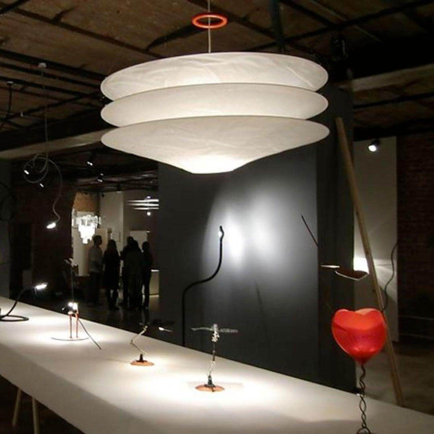 Pendant Light Metal Dupont Paper Ring 29.5 in Red Dining Room Kitchen Island Modern Hanging Ceiling Fixture | Thomler