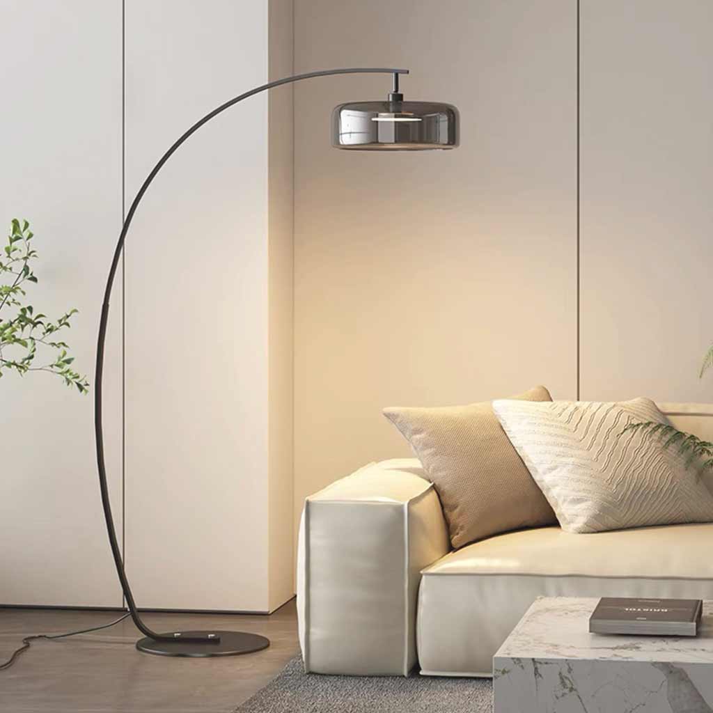 Floor Lamp Iron 70.9 in Adjustable LED 3 Light Colors Amber Smoky Grey Living Room Bedroom Study Lighting | Thomler