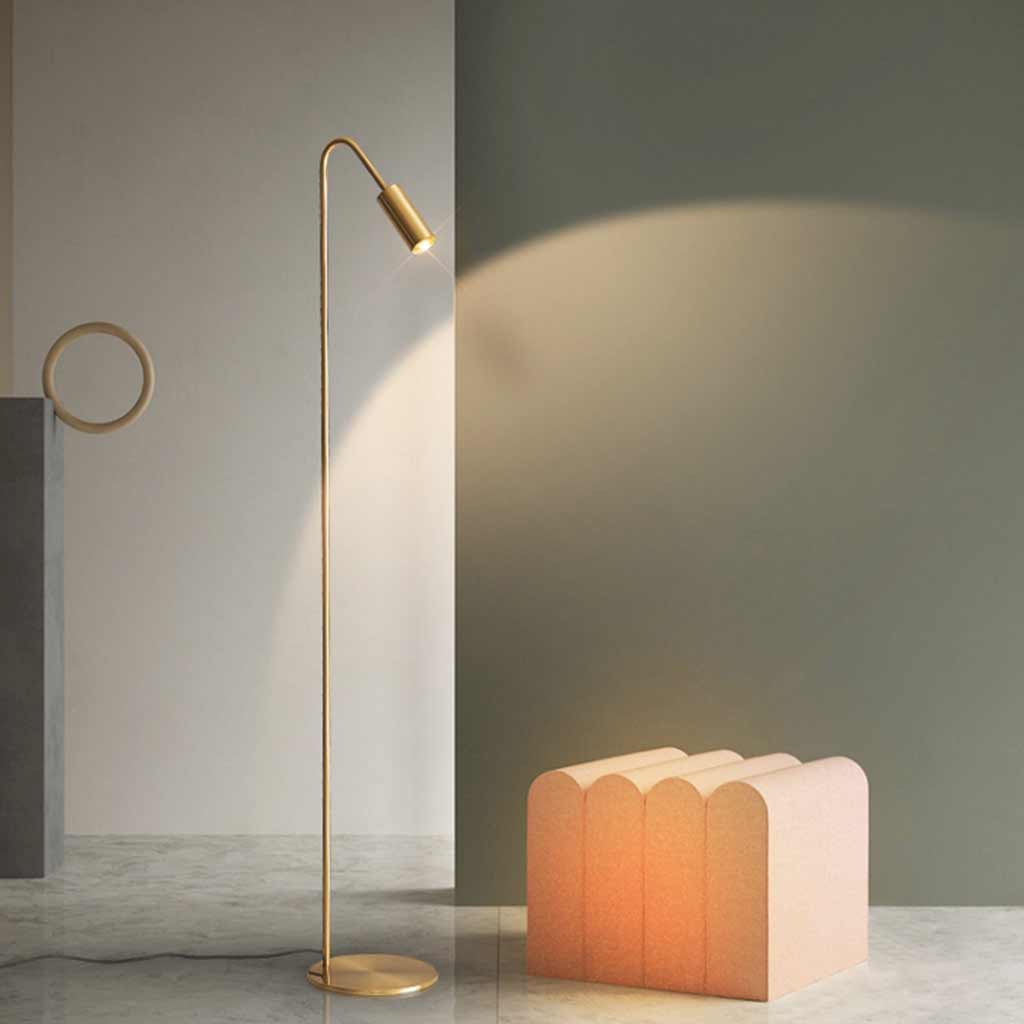 Floor Lamp Brass 51 in Adjustable LED Modern Living Room Gallery Lighting | Thomler