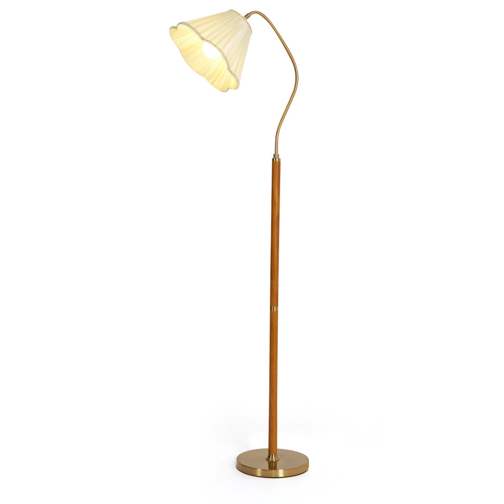 Floor Lamp Fabric Flower Shade 61.8 in Cream Living Room Bedroom Standing Light Elegant Decorative Lighting | Thomler