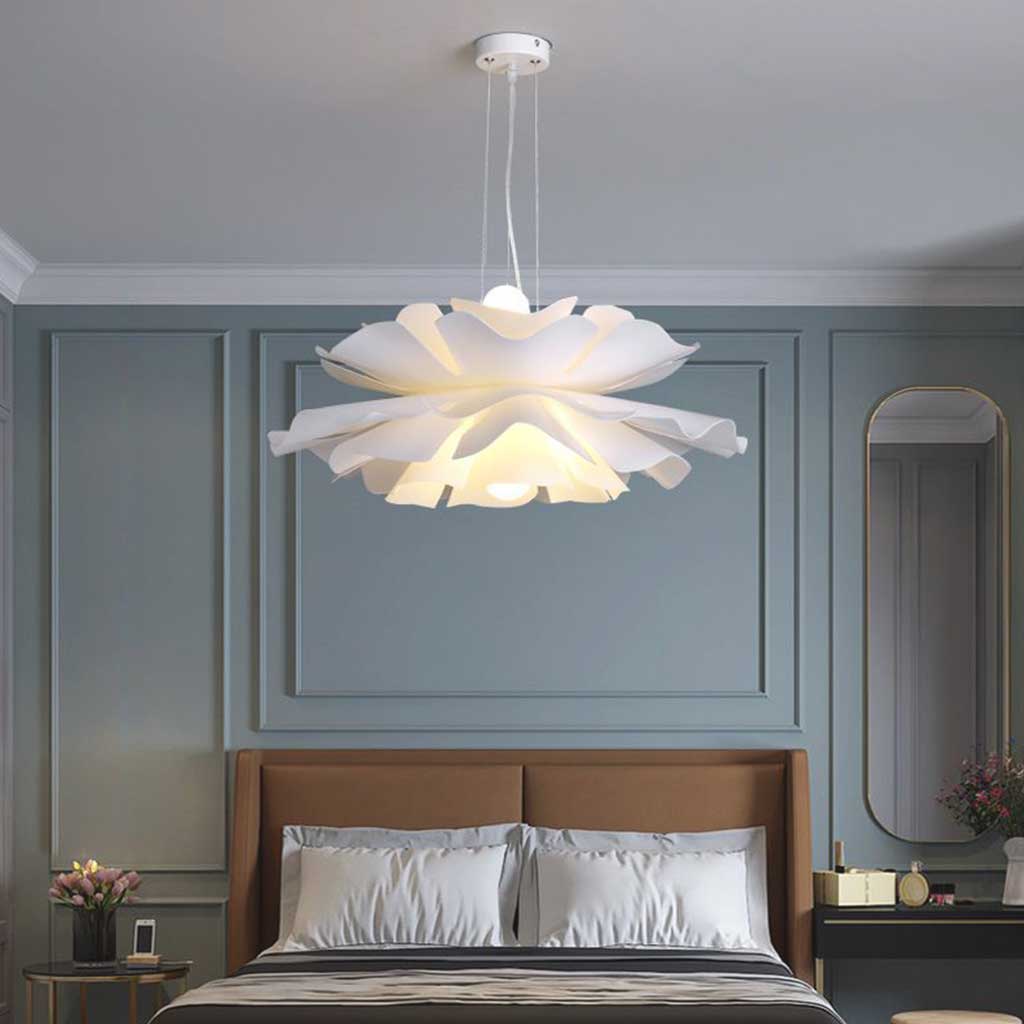 Chandelier Acrylic 19.7 in Modern Elegant Lotus Flower White Living Room Bedroom Dining Room Pendant Light Adjustable LED | Thomler