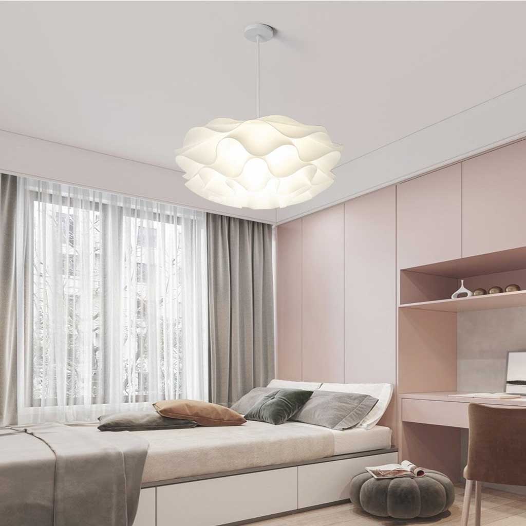 Chandelier Acrylic 19.7 in Modern Elegant Lotus Flower White Living Room Bedroom Dining Room Pendant Light Adjustable LED | Thomler