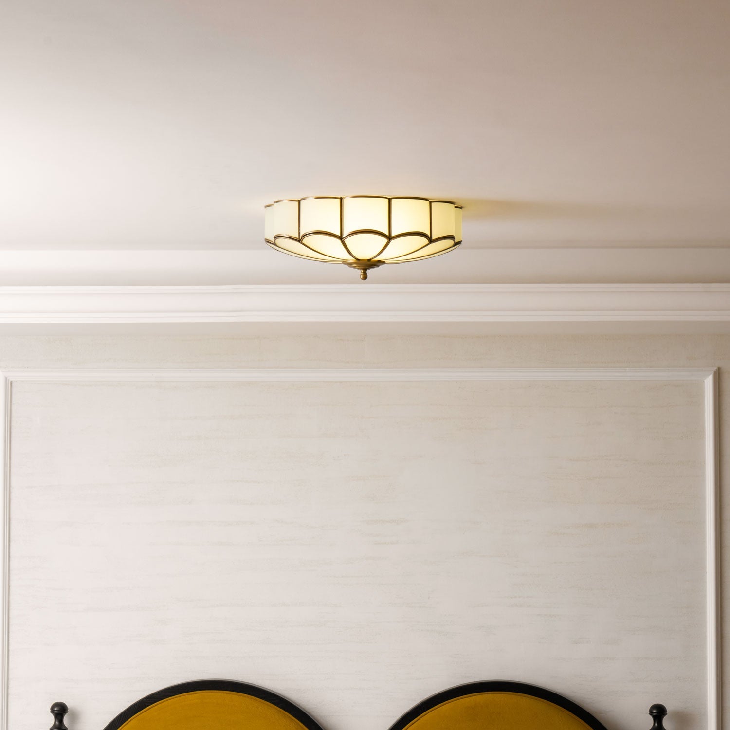 Flower Shape Glass Recessed Ceiling Light 17.7 in Brass Bedroom Study Balcony Indoor Lighting Decorative Fixture | Thomler