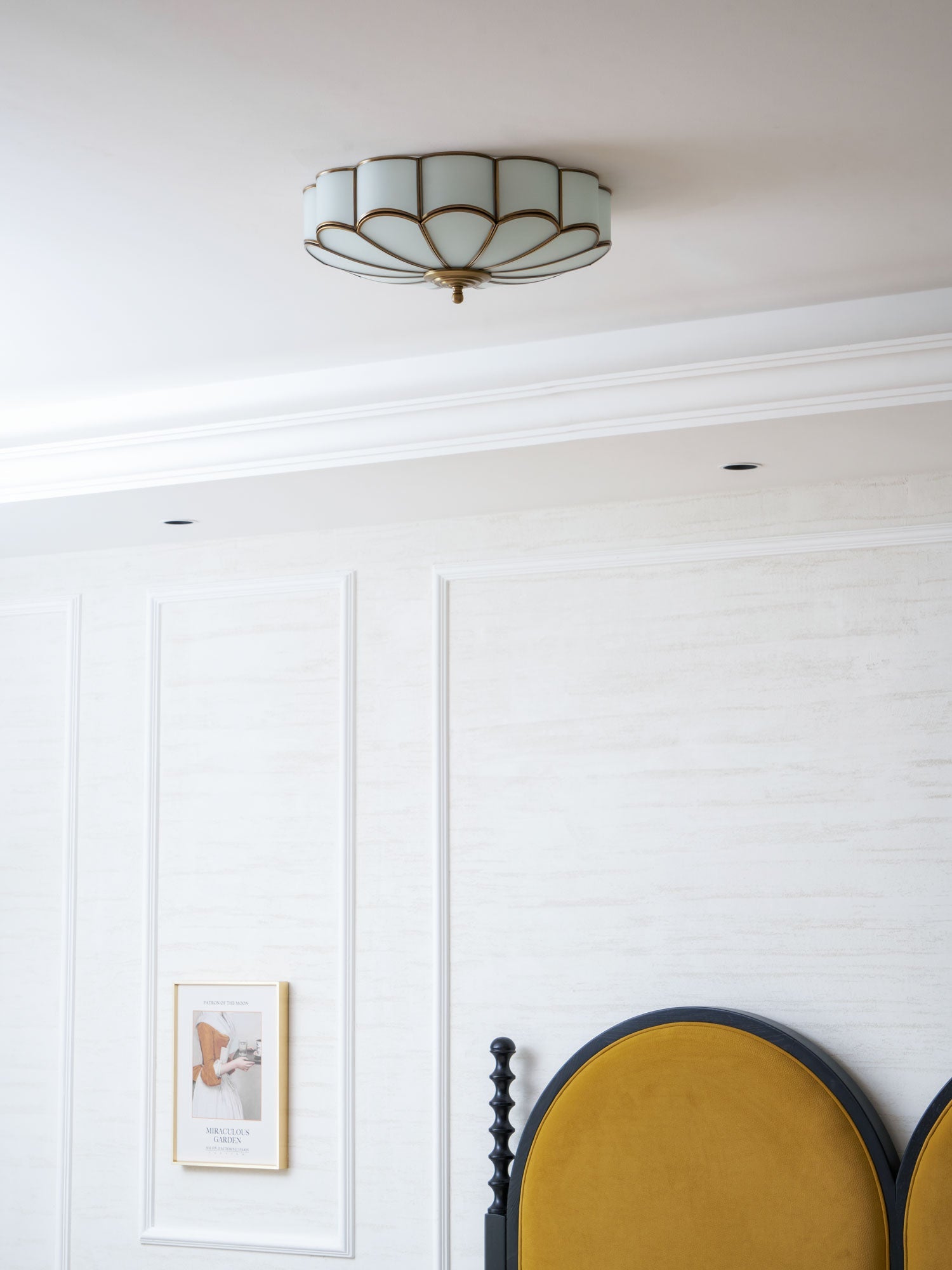 Flower Shape Glass Recessed Ceiling Light 17.7 in Brass Bedroom Study Balcony Indoor Lighting Decorative Fixture | Thomler