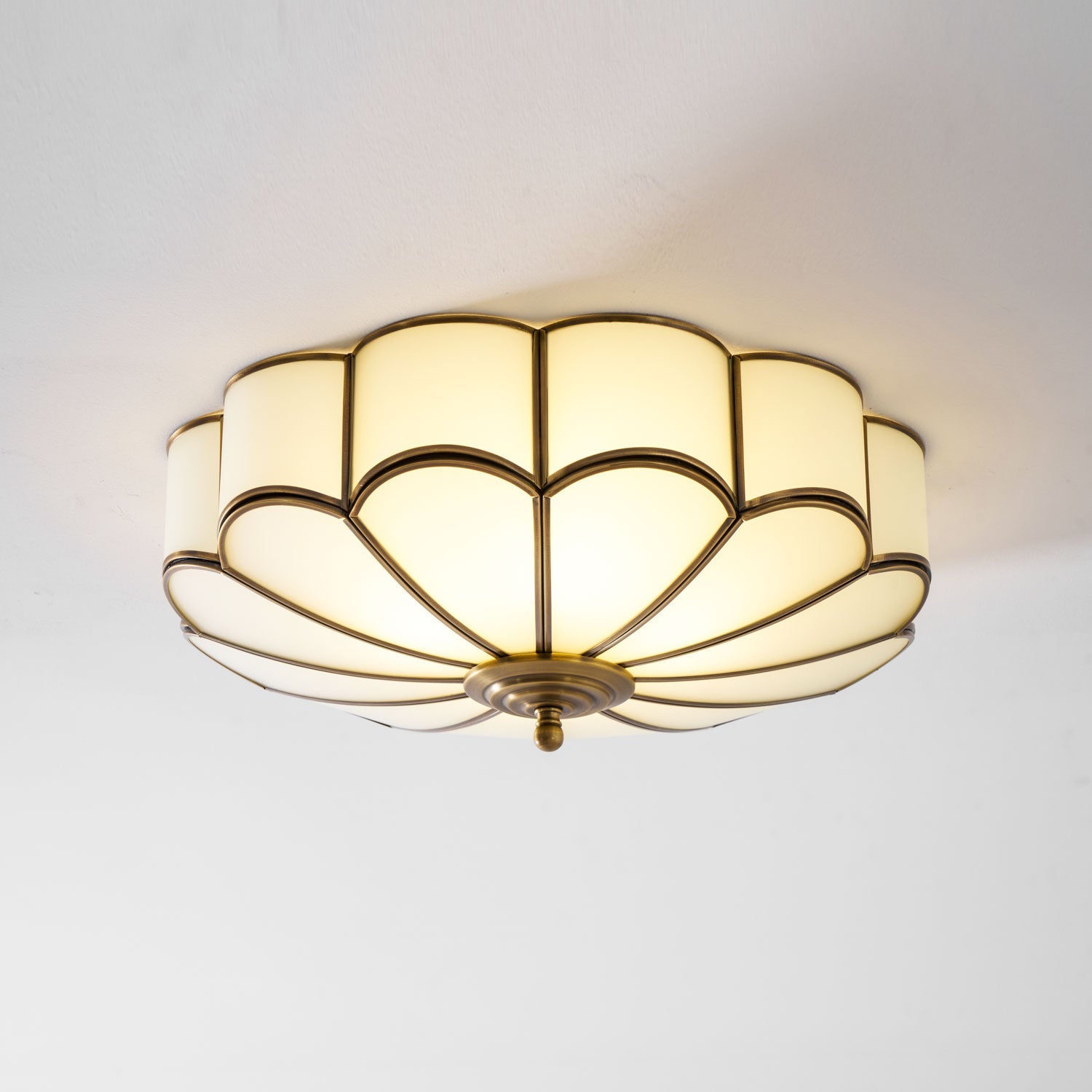 Flower Shape Glass Recessed Ceiling Light 17.7 in Brass Bedroom Study Balcony Indoor Lighting Decorative Fixture | Thomler
