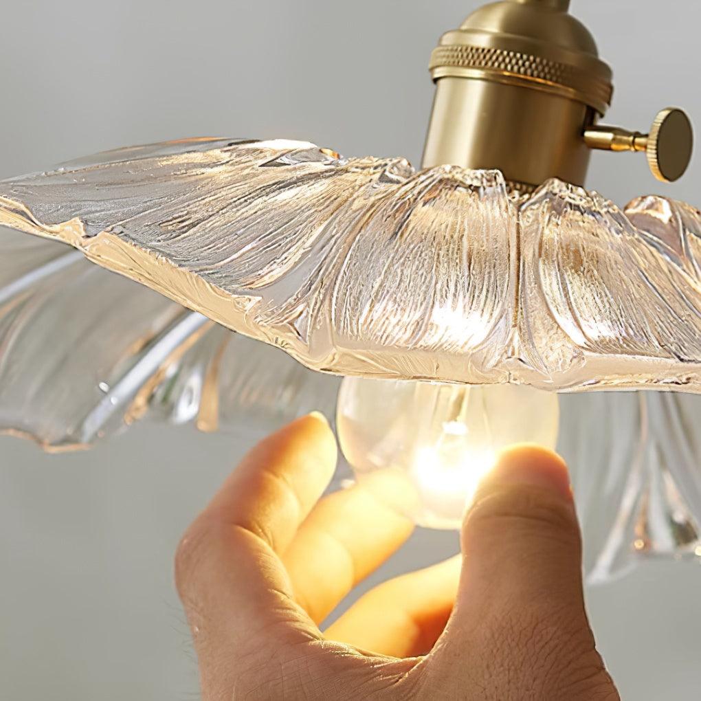 Pendant Light Glass 11 in Diameter Transparent Shade Pink Green Clear Retro Home Dining Room Kitchen Hanging Ceiling Lamp | Thomler