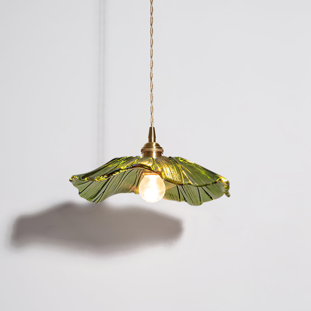 Pendant Light Glass Flower Shade 28.0 cm Clear Dining Room Kitchen Vintage Hanging Ceiling Lamp E27 Copper Finish | Thomler