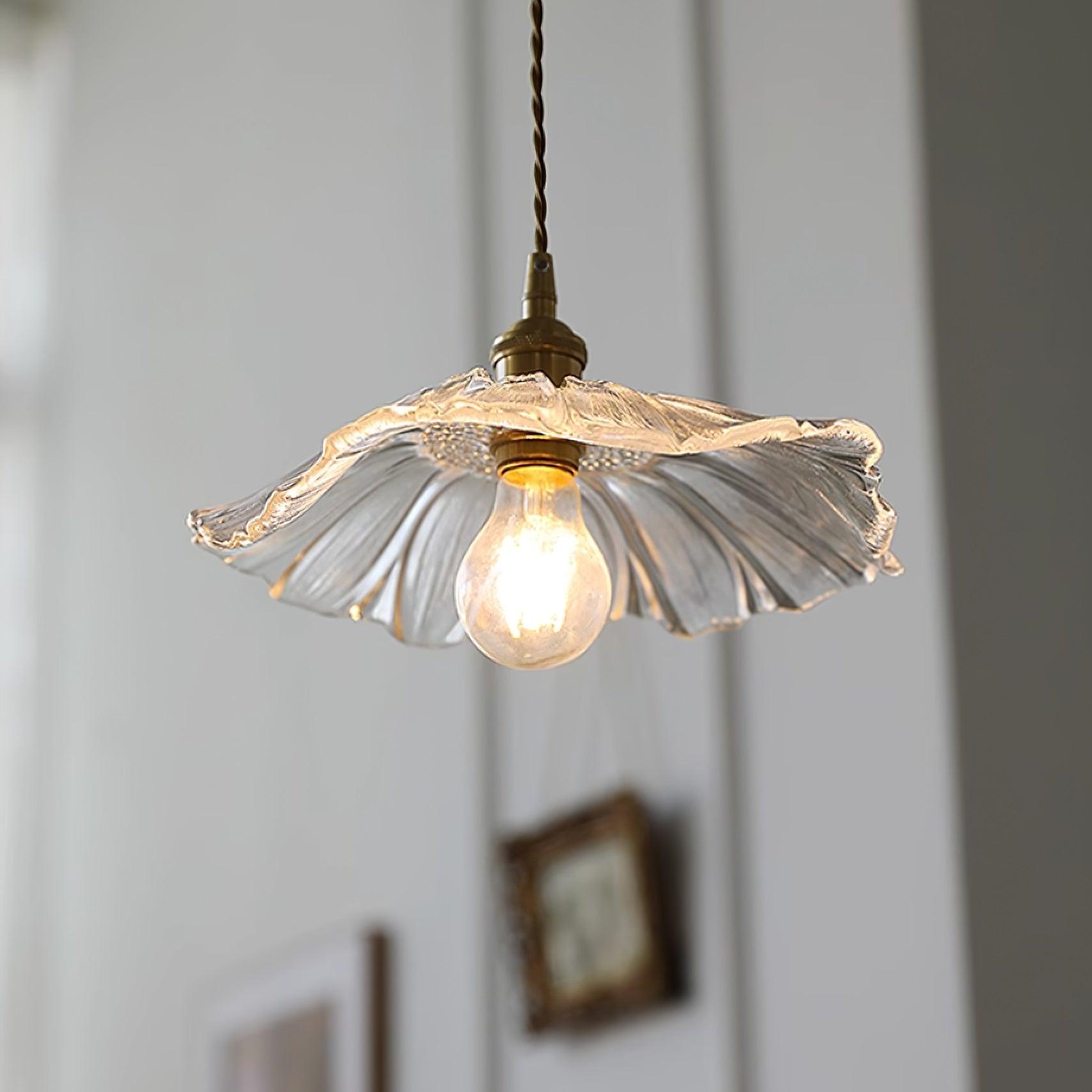 Pendant Light Glass 11 in Diameter Transparent Shade Pink Green Clear Retro Home Dining Room Kitchen Hanging Ceiling Lamp | Thomler