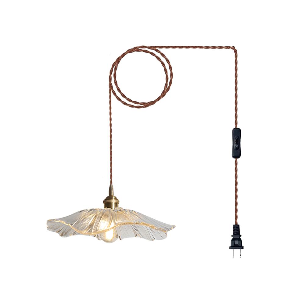 Pendant Light Glass Flower Shade 11 in x 5.1 in Pink Clear Green Dining Room Kitchen Island Hanging Ceiling Lamp | Thomler