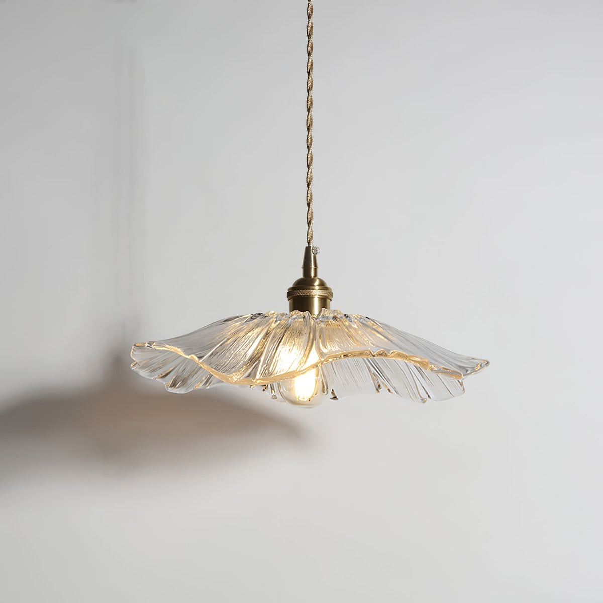 Floral Glass Pendant or Flush Mount Light – Vintage Brass Accent Fixture for Dining Room, Bedroom | Thomler