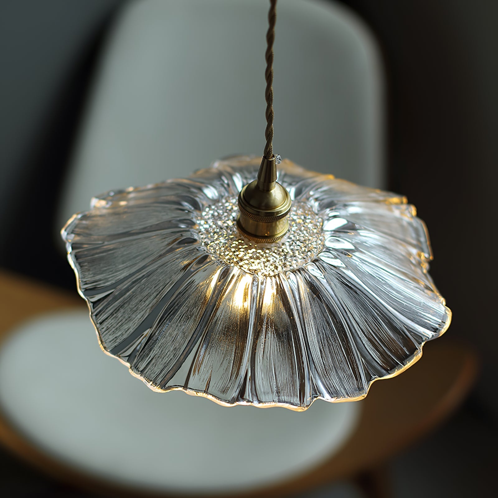 Pendant Light Glass Flower Shade 11 in x 5.1 in Pink Clear Green Dining Room Kitchen Island Hanging Ceiling Lamp | Thomler