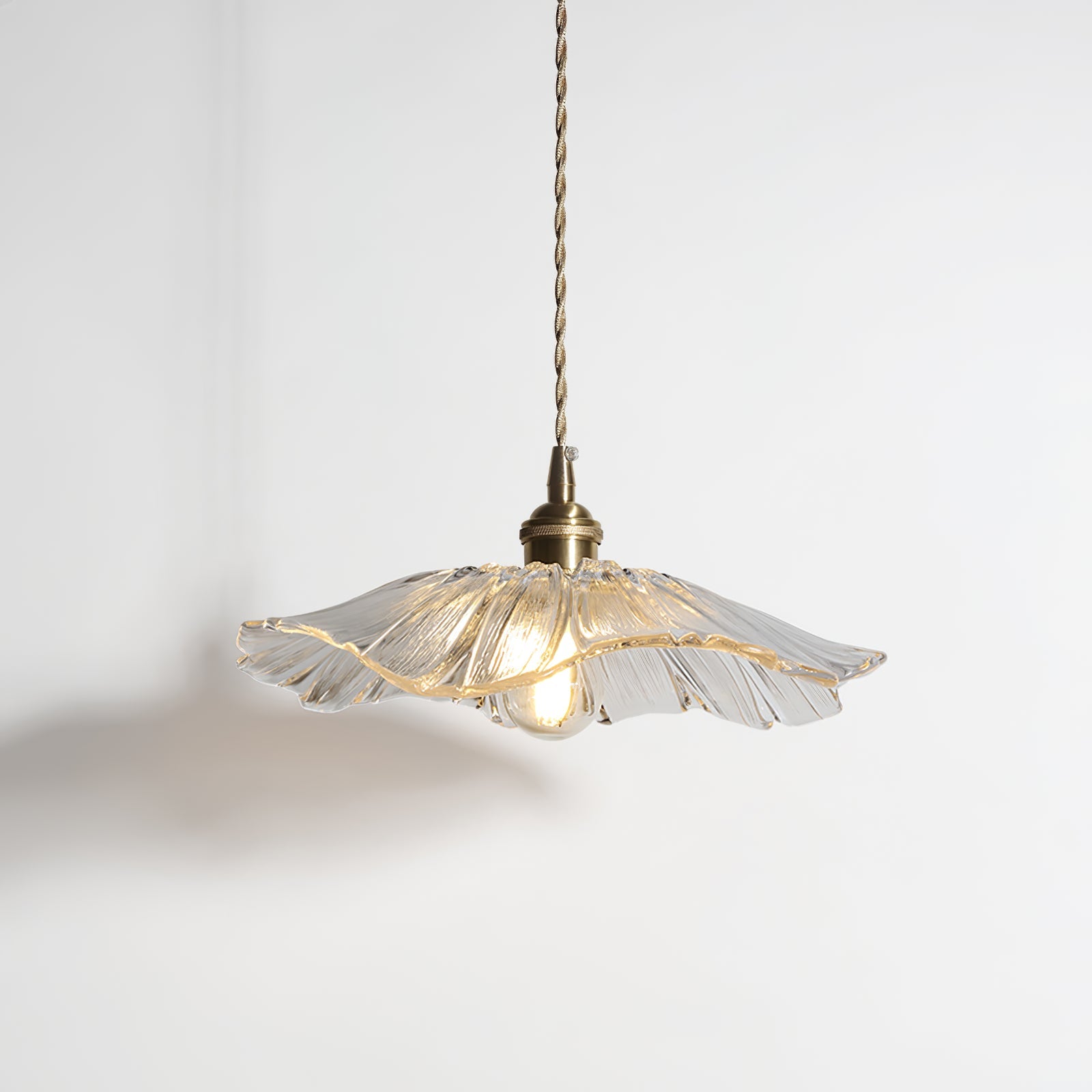 Pendant Light Glass Flower Shade 11 in x 5.1 in Pink Clear Green Dining Room Kitchen Island Hanging Ceiling Lamp | Thomler