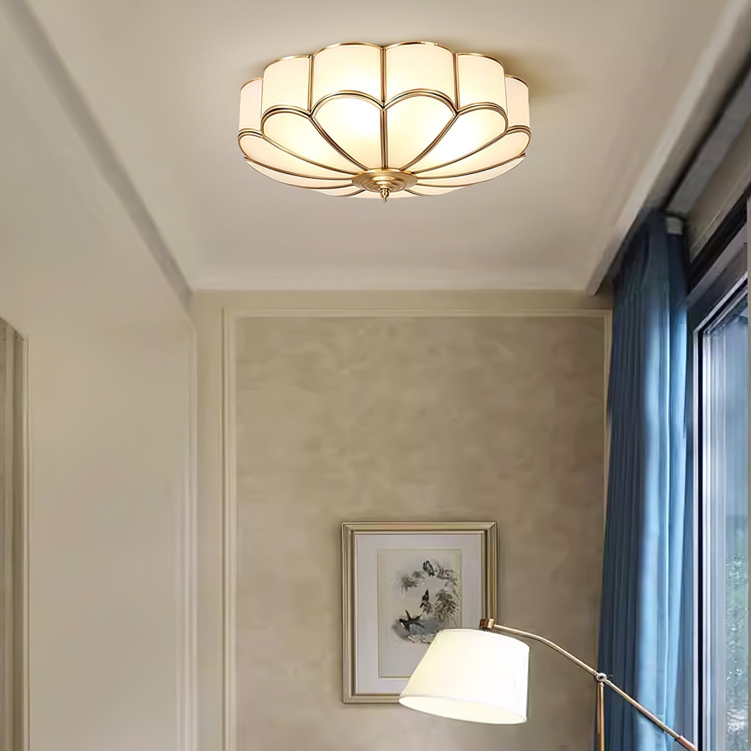 Ceiling Lamp Glass Brass 40.0 cm Round Gold Living Room Dining Room Hallway Soft Lighting | Thomler