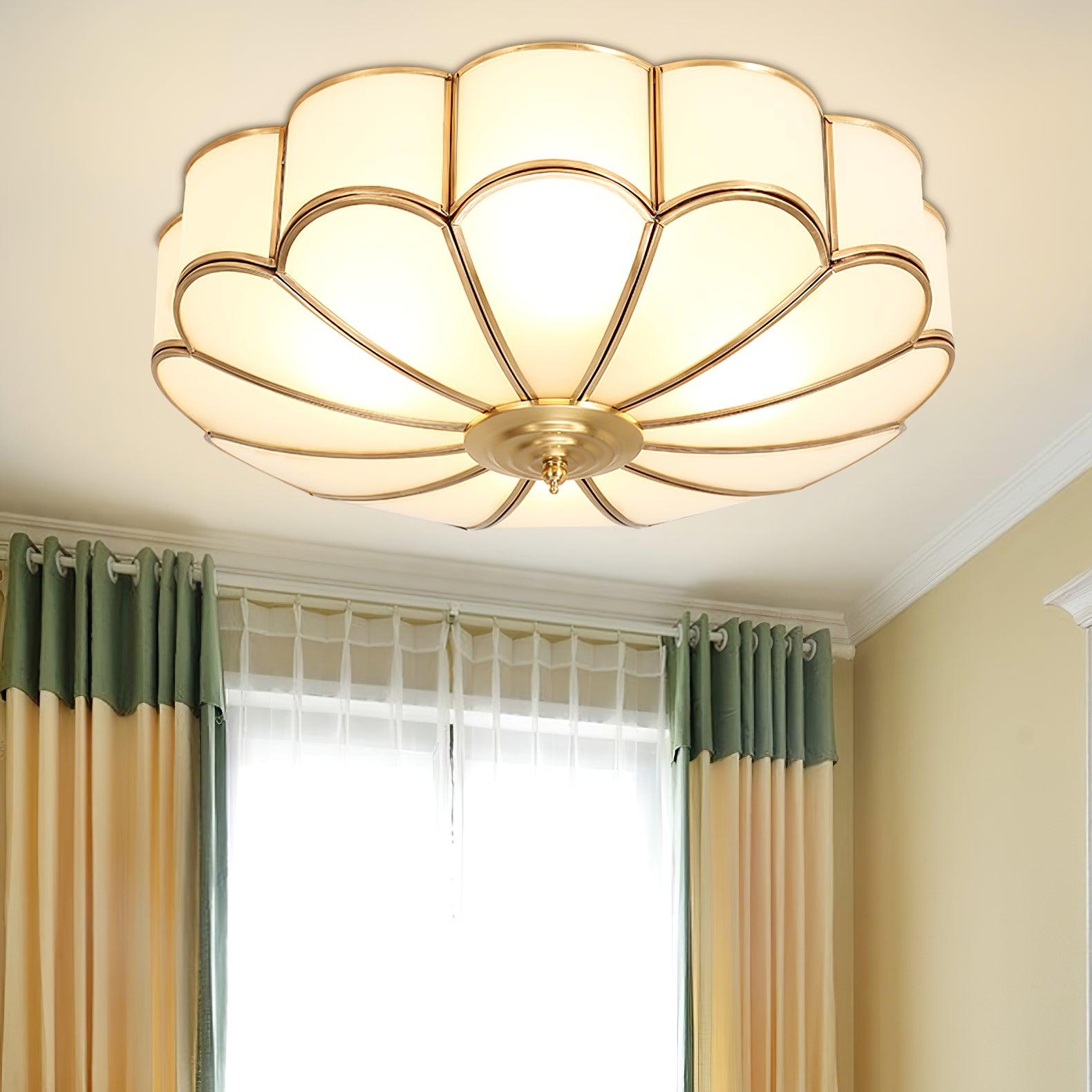 Ceiling Lamp Glass Brass 40.0 cm Round Gold Living Room Dining Room Hallway Soft Lighting | Thomler