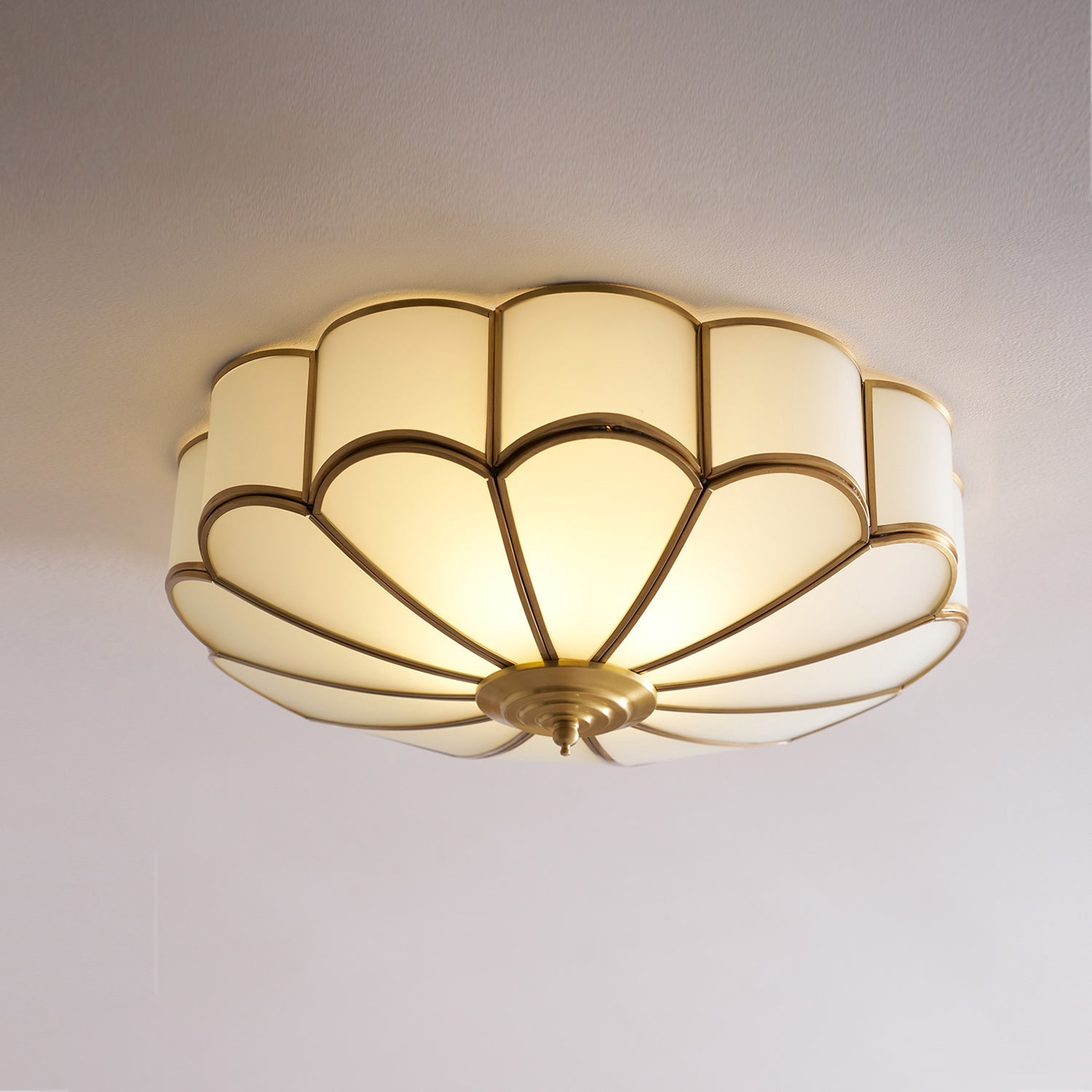 Flower Shape Glass Recessed Ceiling Light 17.7 in Brass Bedroom Study Balcony Indoor Lighting Decorative Fixture | Thomler