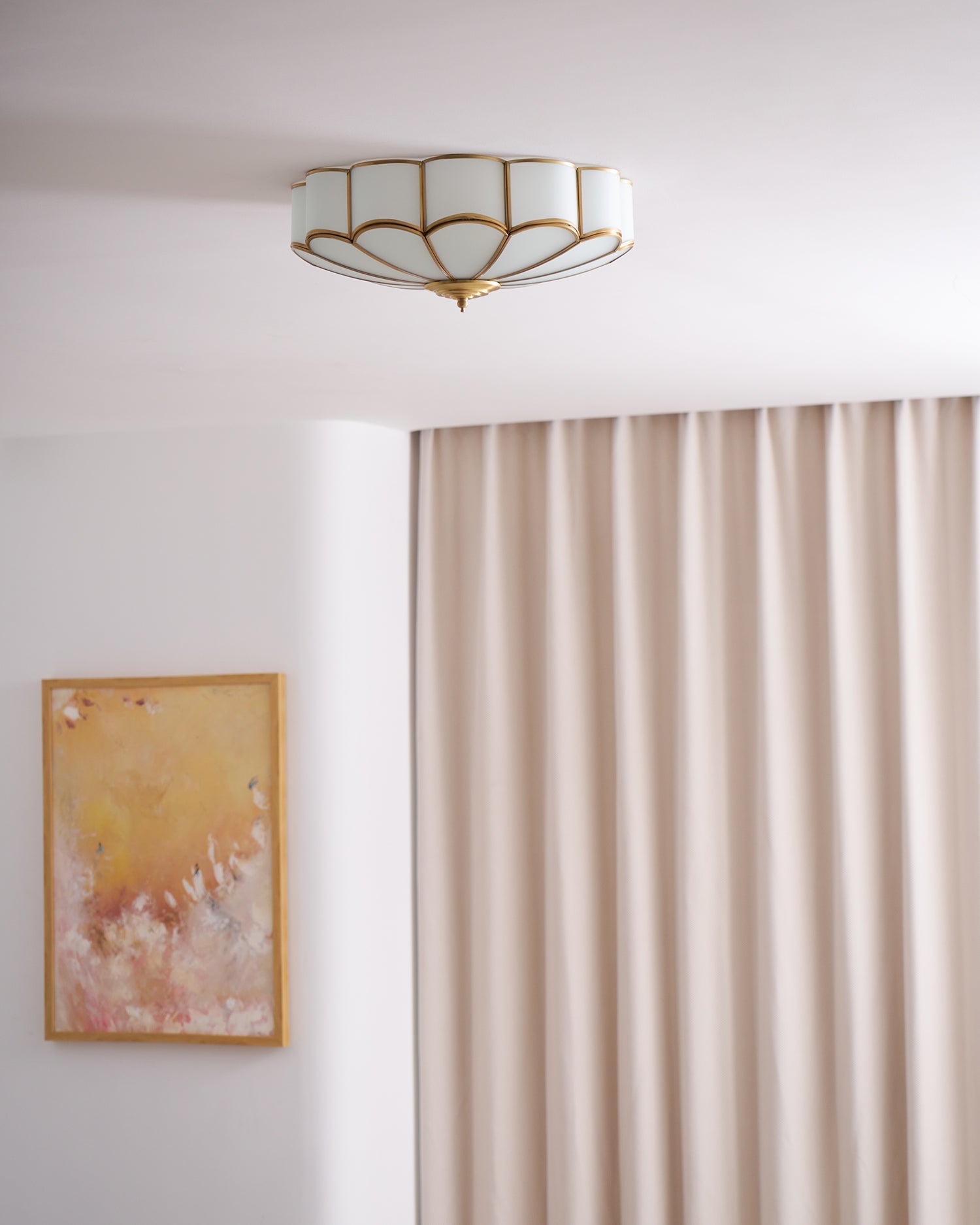 Flower Shape Glass Recessed Ceiling Light 17.7 in Brass Bedroom Study Balcony Indoor Lighting Decorative Fixture | Thomler