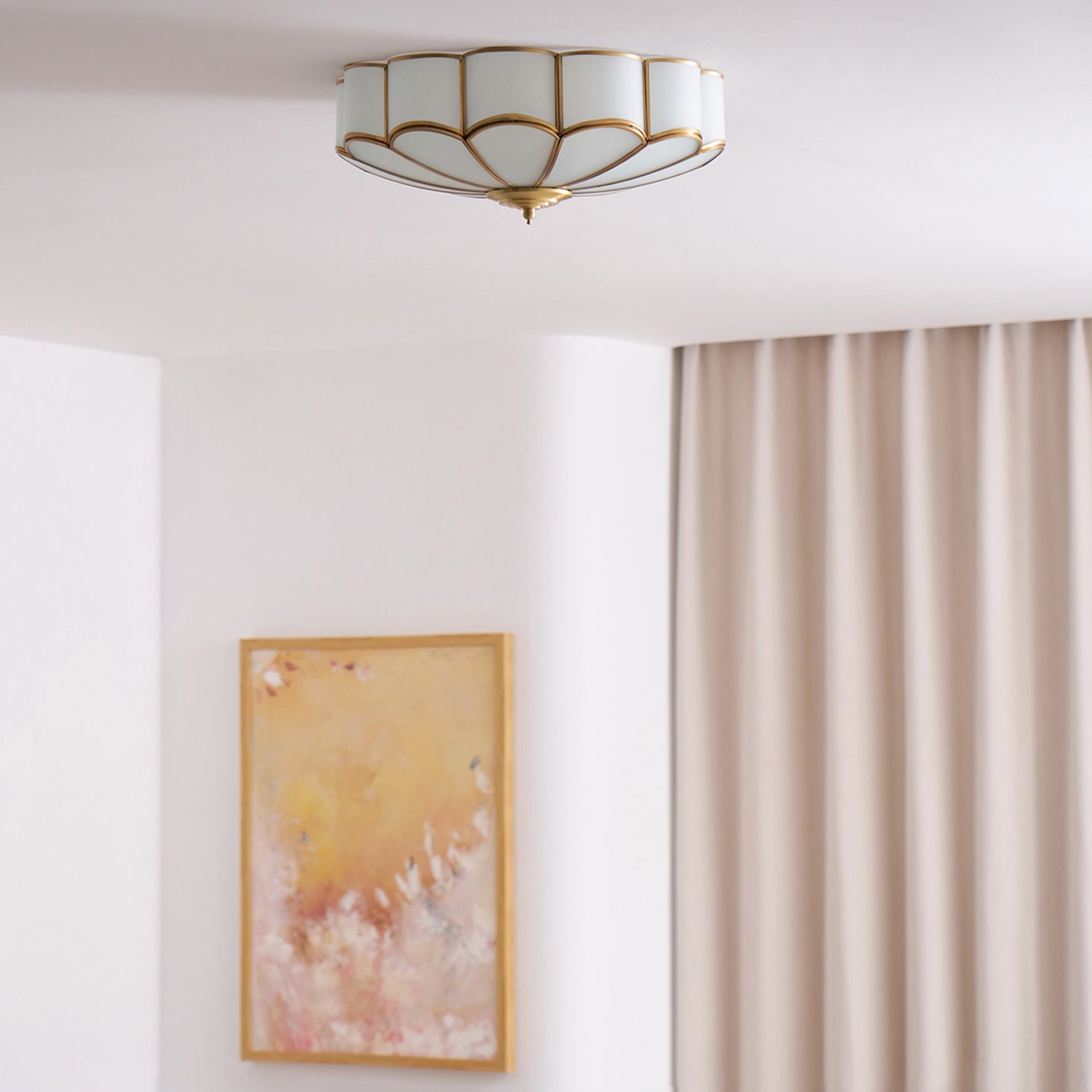 Flower Shape Glass Recessed Ceiling Light 17.7 in Brass Bedroom Study Balcony Indoor Lighting Decorative Fixture | Thomler