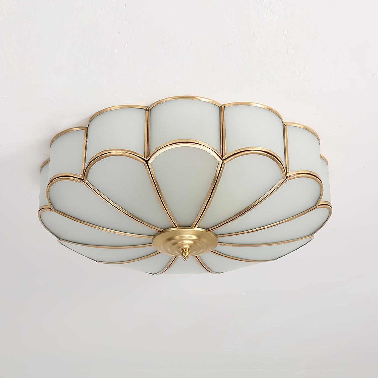 Flower Shape Glass Recessed Ceiling Light 17.7 in Brass Bedroom Study Balcony Indoor Lighting Decorative Fixture | Thomler