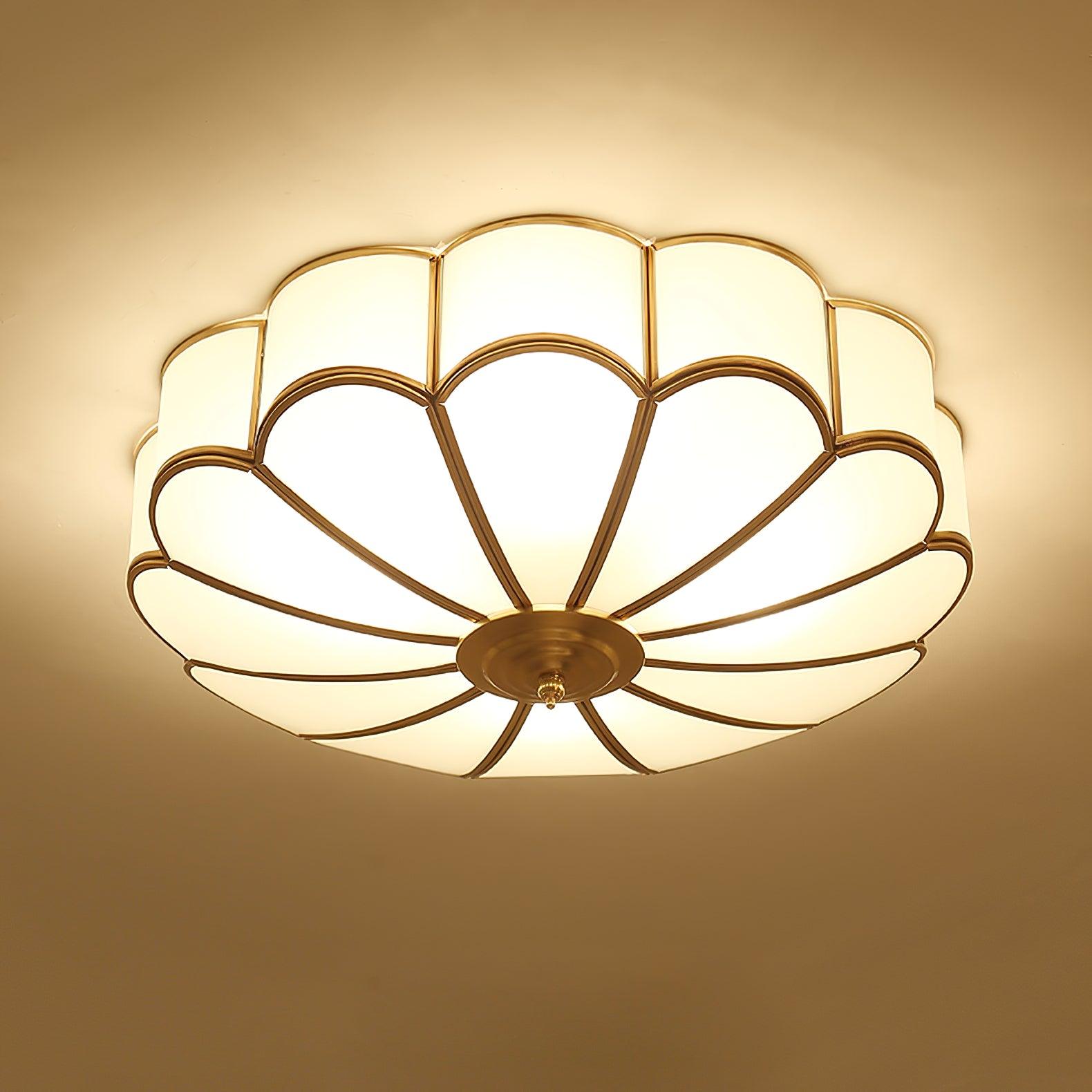 Flower Shape Glass Recessed Ceiling Light 17.7 in Brass Bedroom Study Balcony Indoor Lighting Decorative Fixture | Thomler