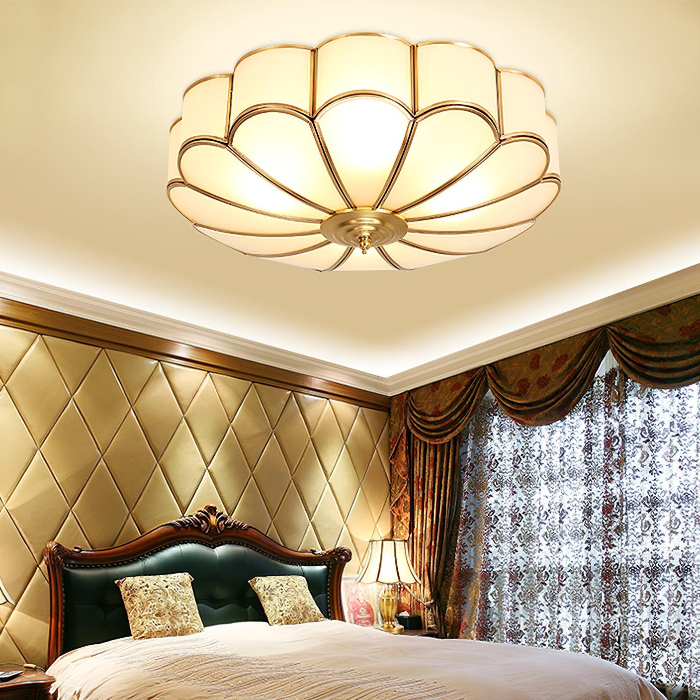Ceiling Lamp Glass Brass 40.0 cm Round Gold Living Room Dining Room Hallway Soft Lighting | Thomler