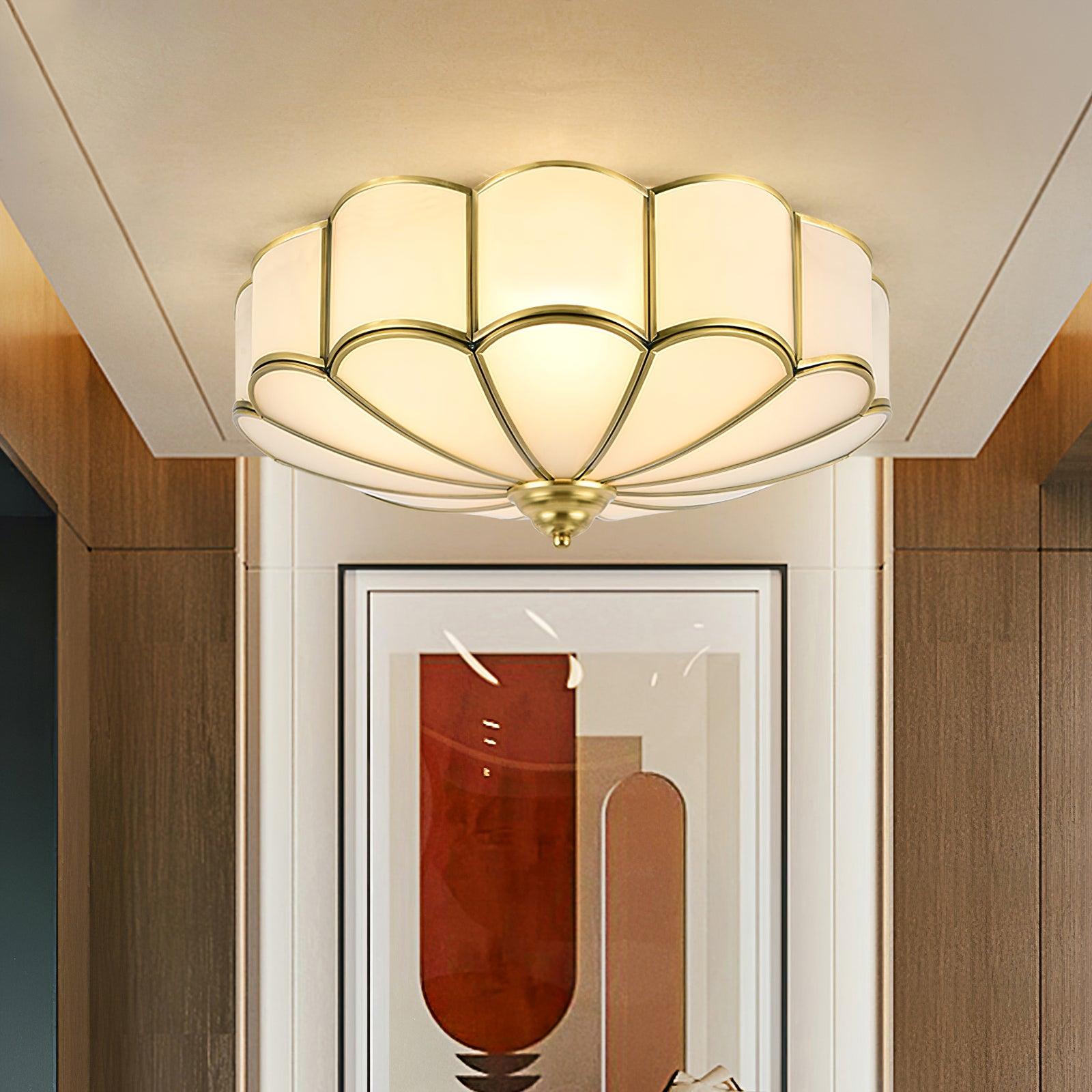 Ceiling Lamp Glass Brass 40.0 cm Round Gold Living Room Dining Room Hallway Soft Lighting | Thomler